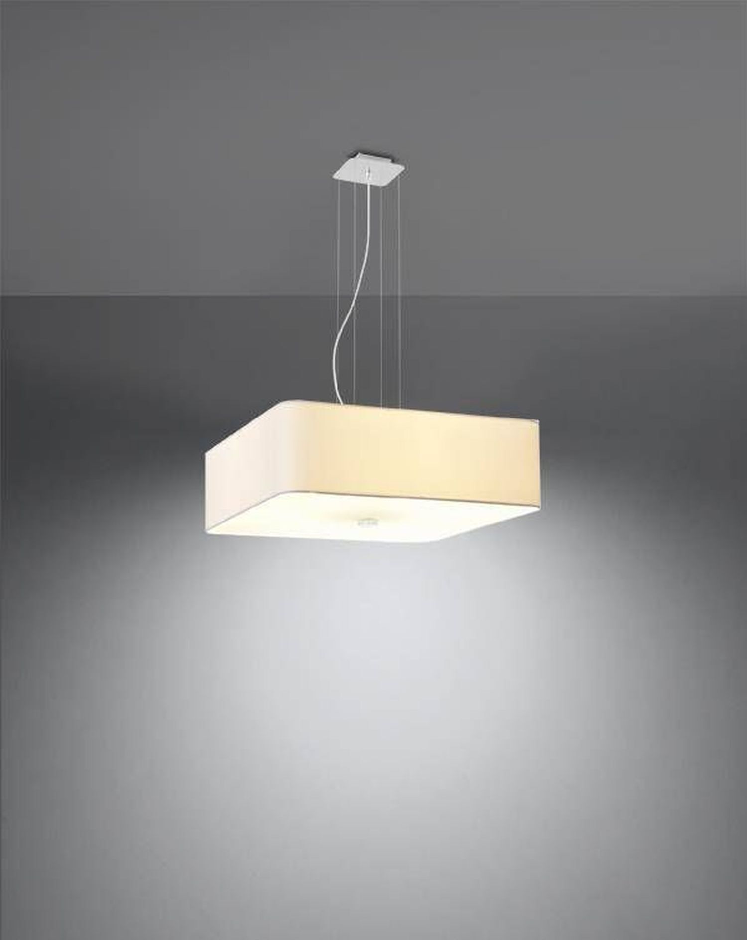 Hängelampe Stoff Glas Weiß eckig Modern blendarm