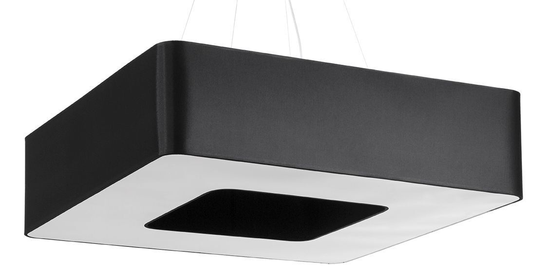 Hängeleuchte Schwarz 80 cm breit Stoff 8x E27 eckig