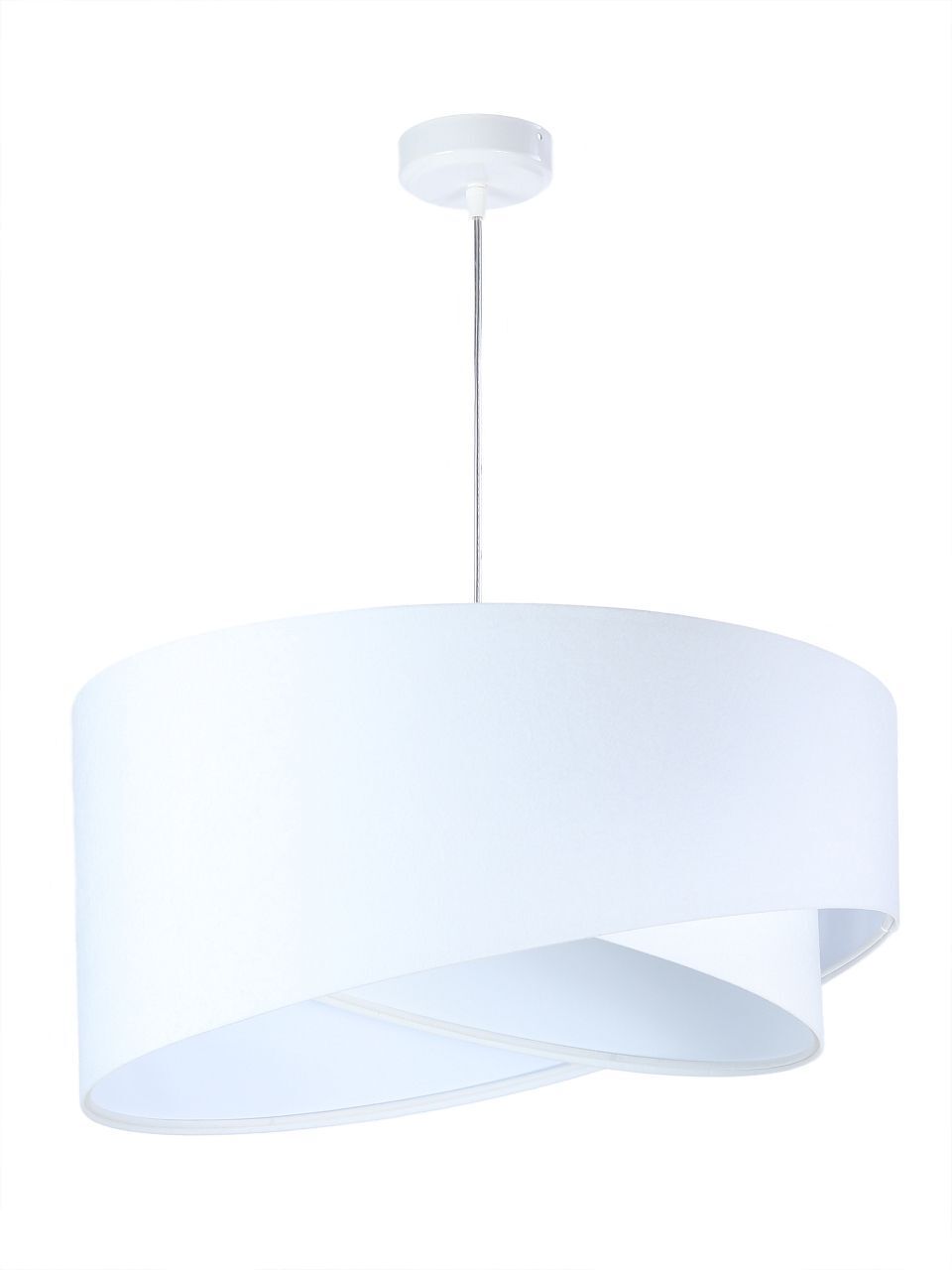 Hängelampe Weiß E27 rund D: 50 cm Stoff Velours Optik Modern