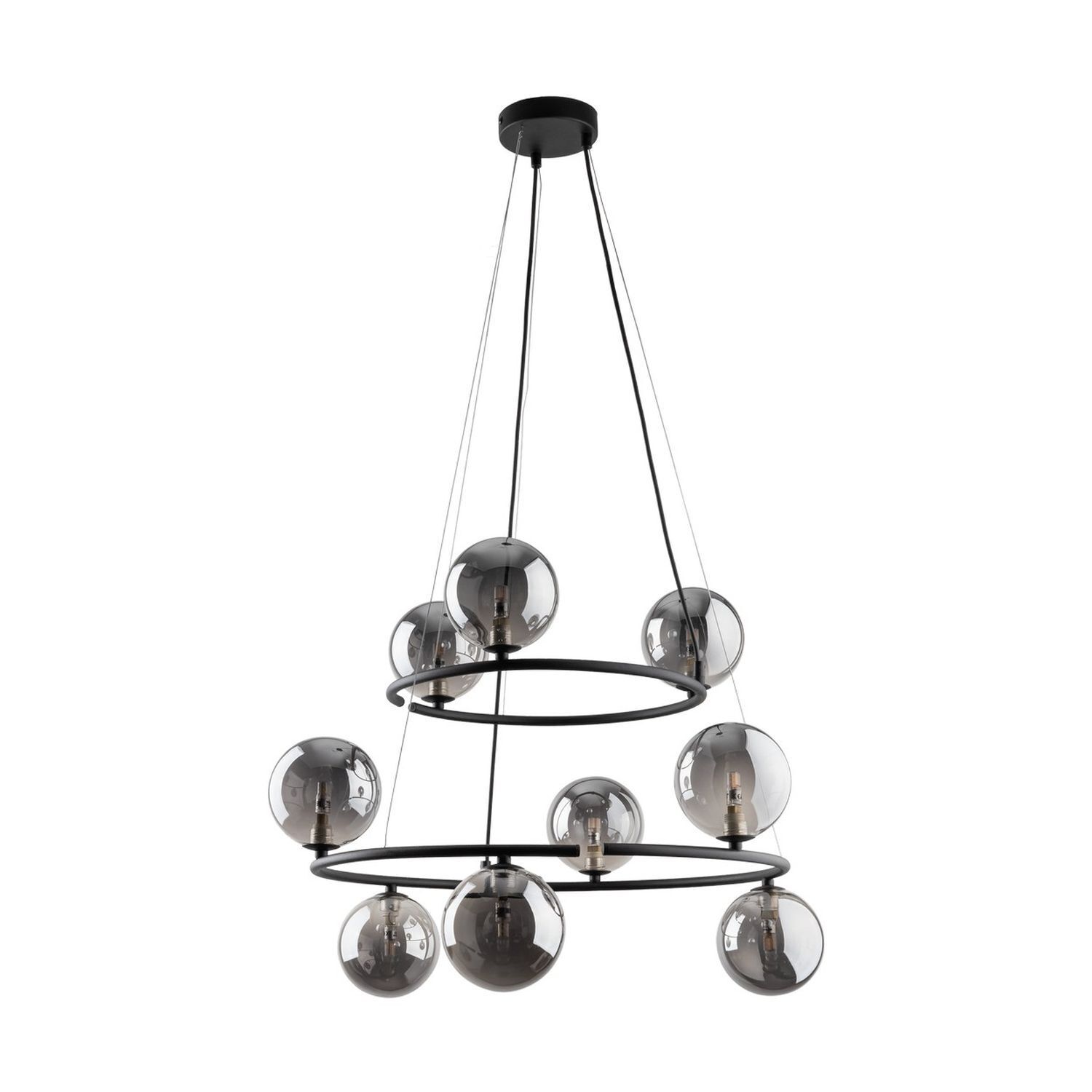 Pendelleuchte Metall Rauchglas G9 Schwarz Graphit 2 Ringe