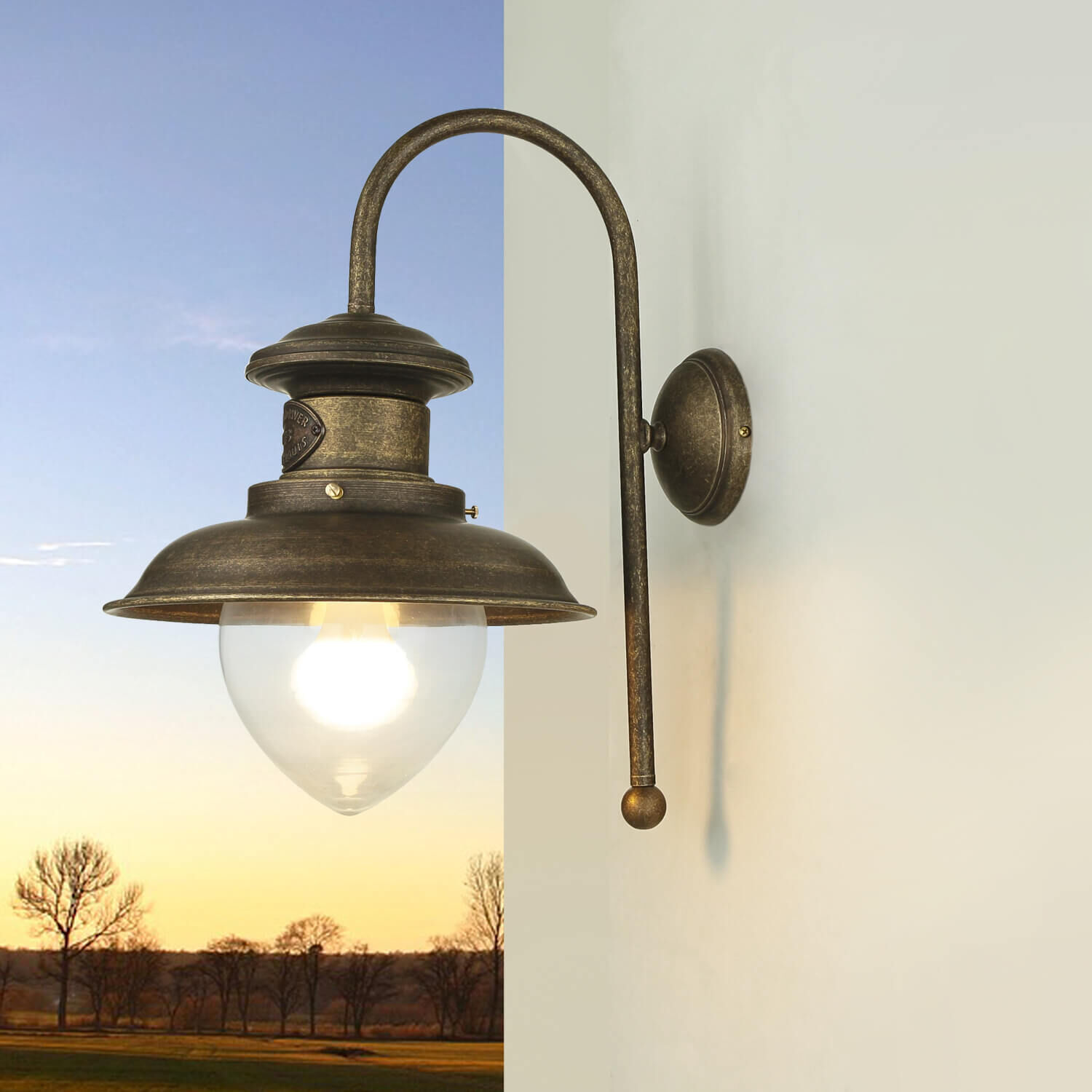 XL Außenwandleuchte Amalfi Echt-Messing Handarbeit Bronze, Leuchte, Lampe