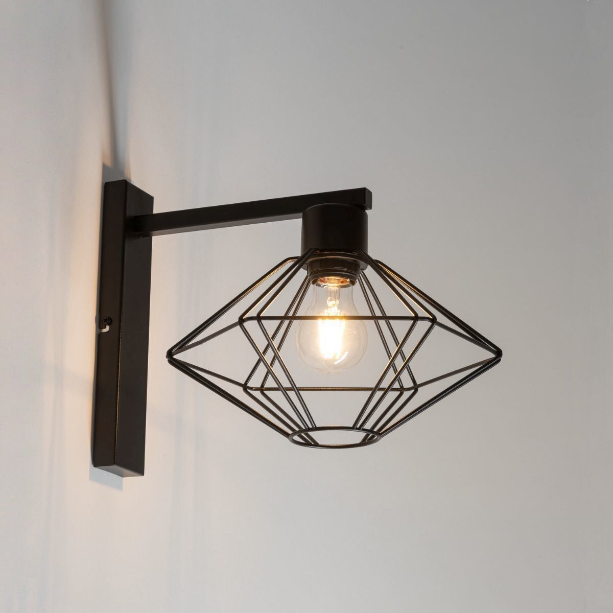 Wandlampe Metall Draht Schwarz E27 T:35 cm dekorativ