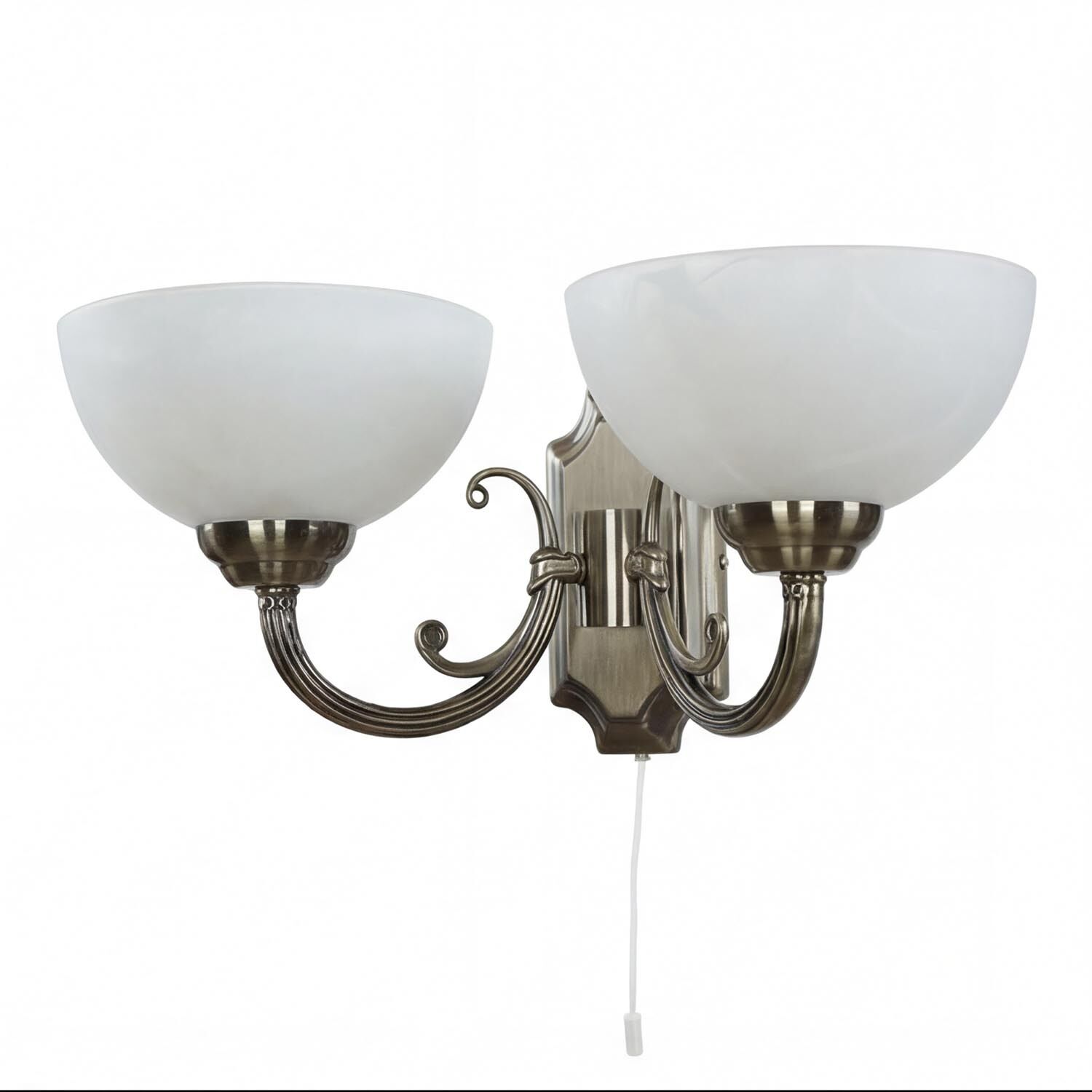 Wandleuchte, Doppelarm, Bronze, Glaslampe, klassisch