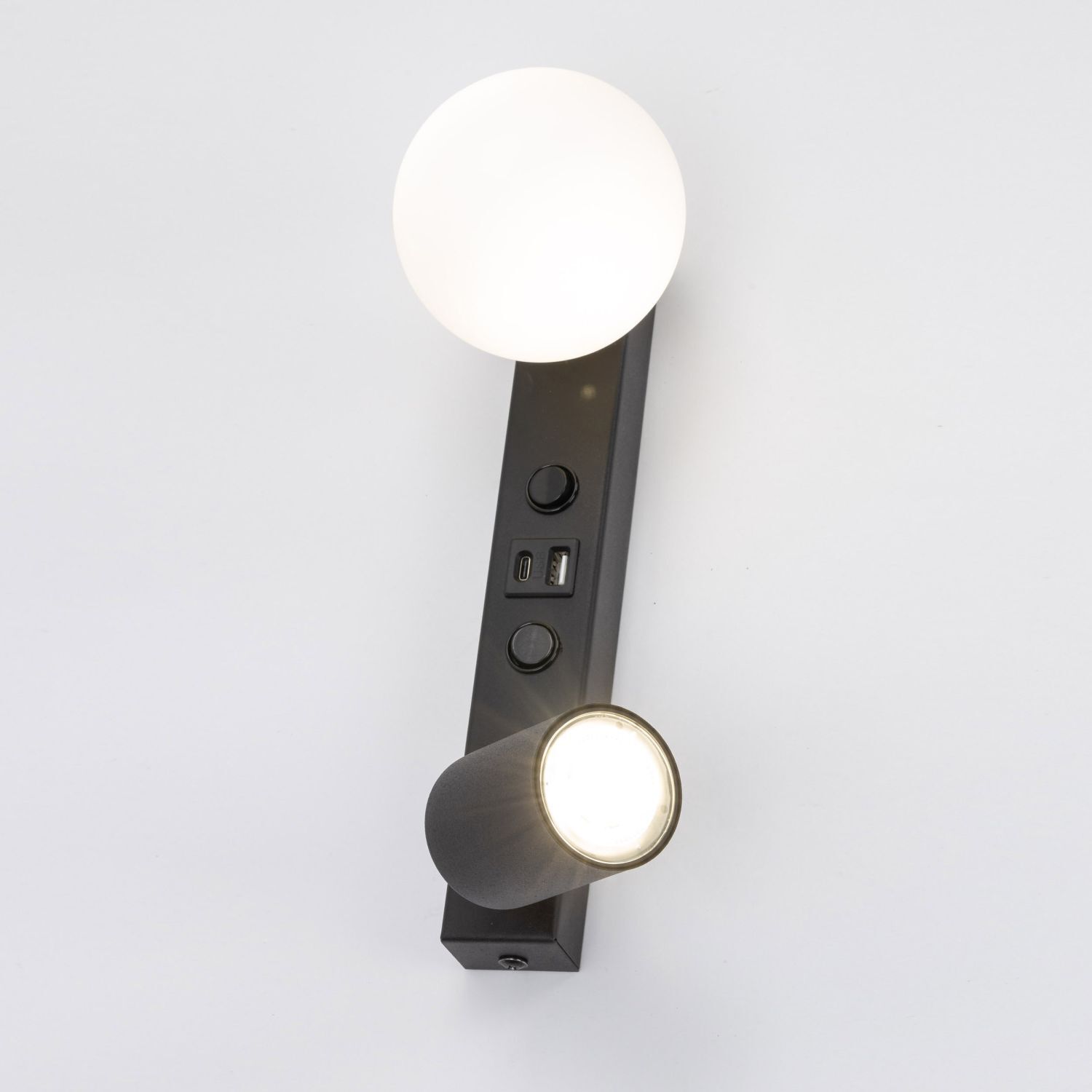 Wandlampe USB-Ladefunktion Schalter GU10 + G9 Glas Metall