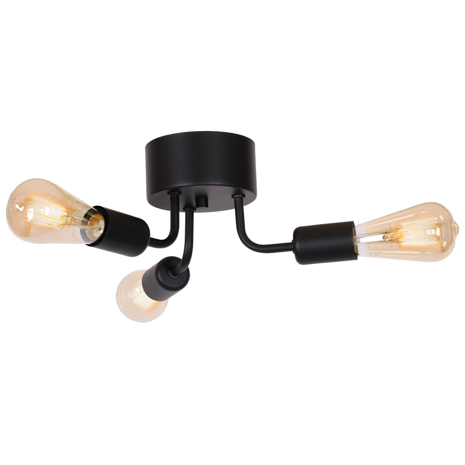 Deckenlampe Schwarz Retro Design Metall 3 flammig