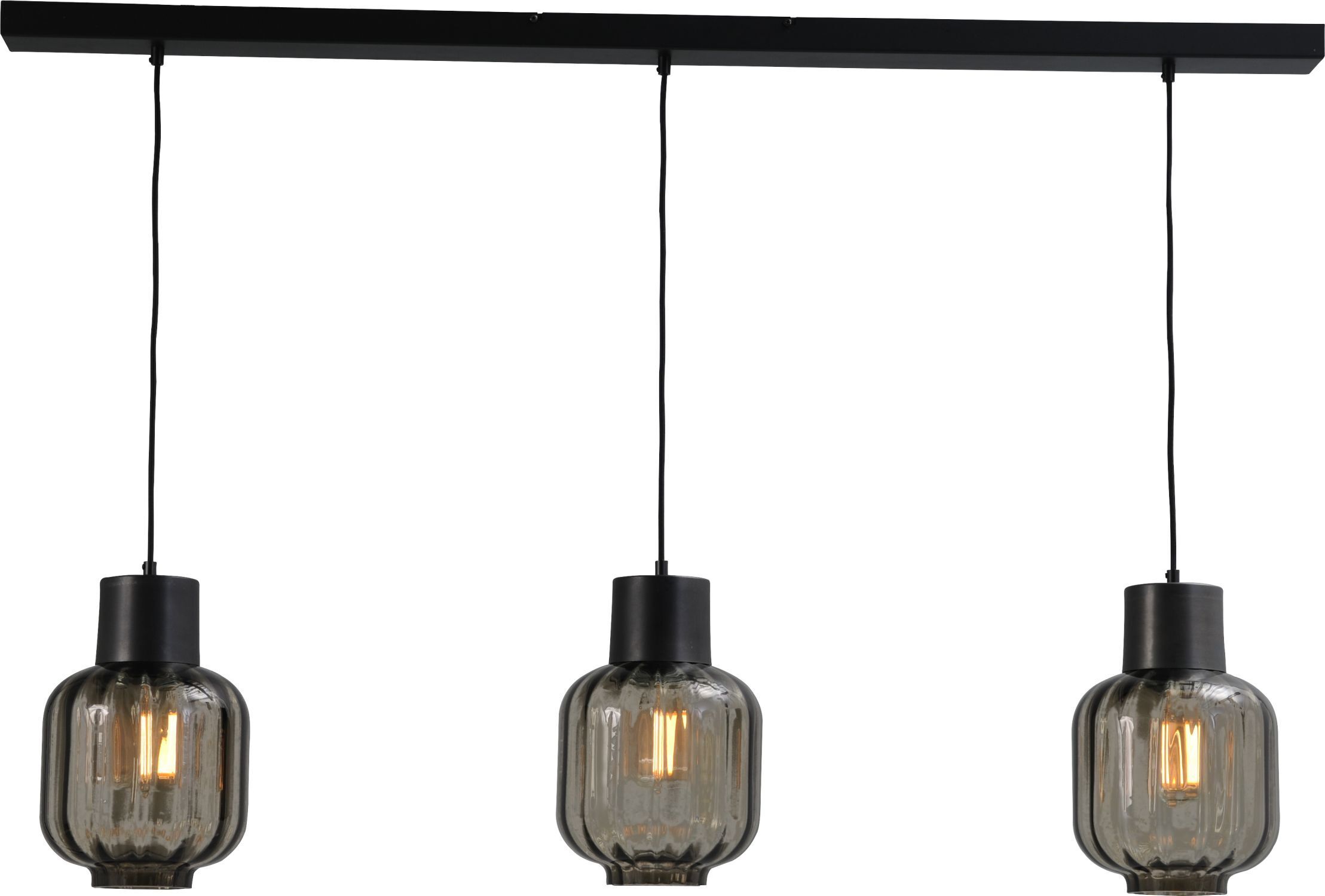 Pendelleuchte Rauchglas Metall 3-flammig E27 Esstisch