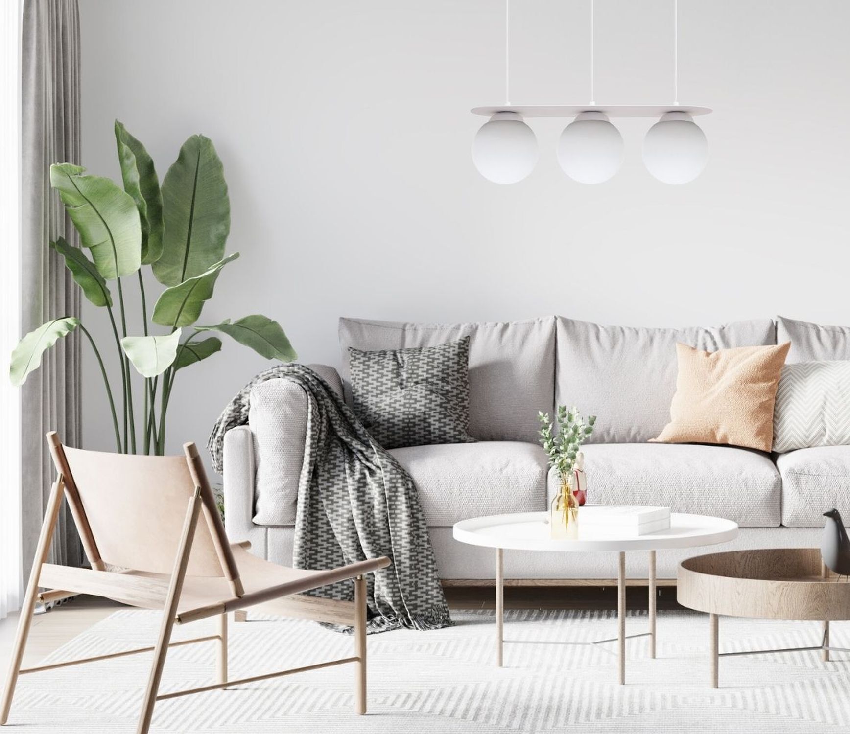 Hängelampe 3-flammig Glaskugeln Weiß 50 cm E27 blendarm Dekoration für Zuhause, Tabelle, Wohnzimmer, Couch, Kissen