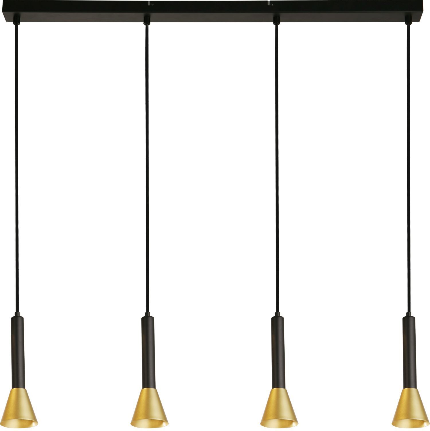 Hängelampe 4-flammig in Schwarz Gold GU10 Metall Retro