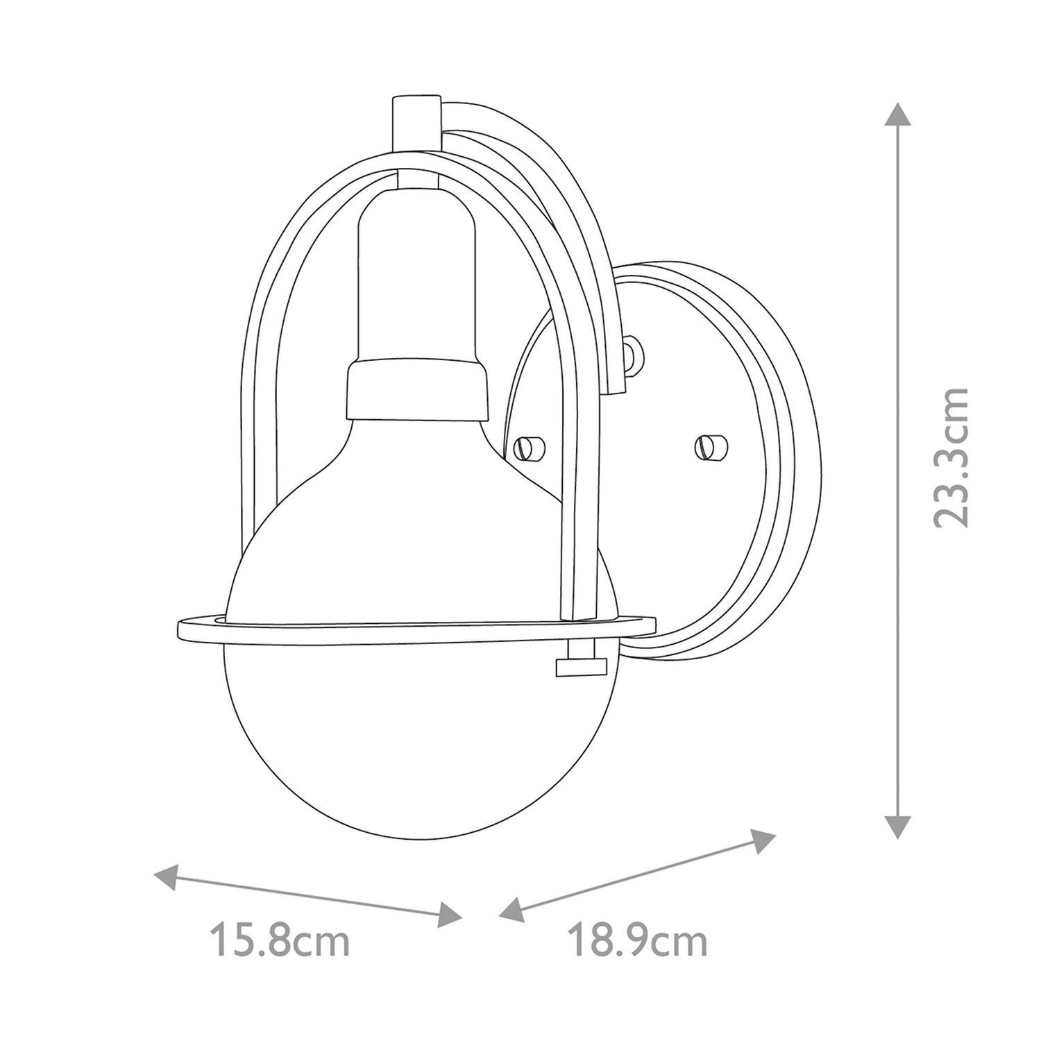 Wandleuchte Metall Glas 23,3 cm hoch Schwarz Weiß E27