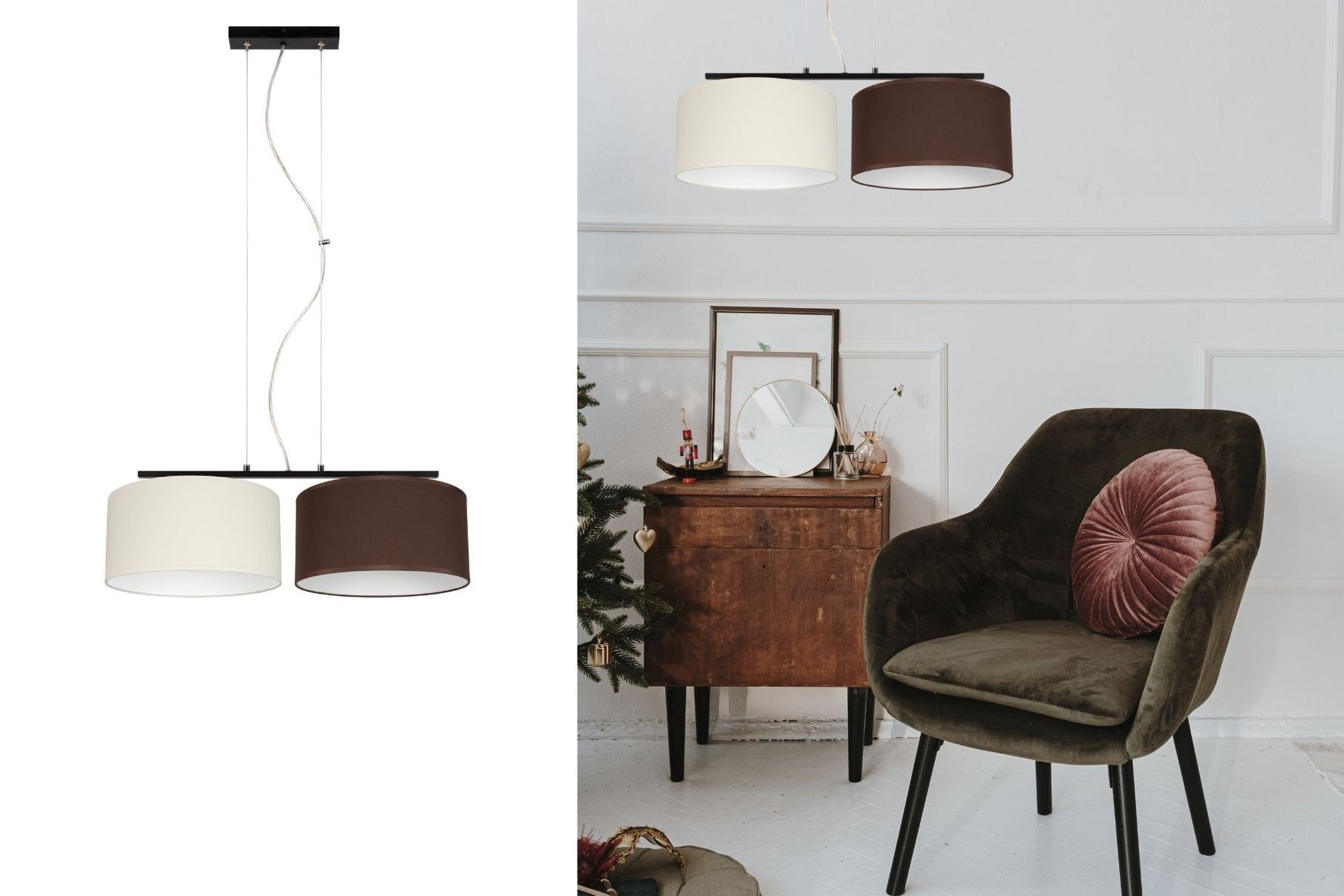 pendant light, two-tone shades, hanging lamp, modern ceiling light, cloth lampshades