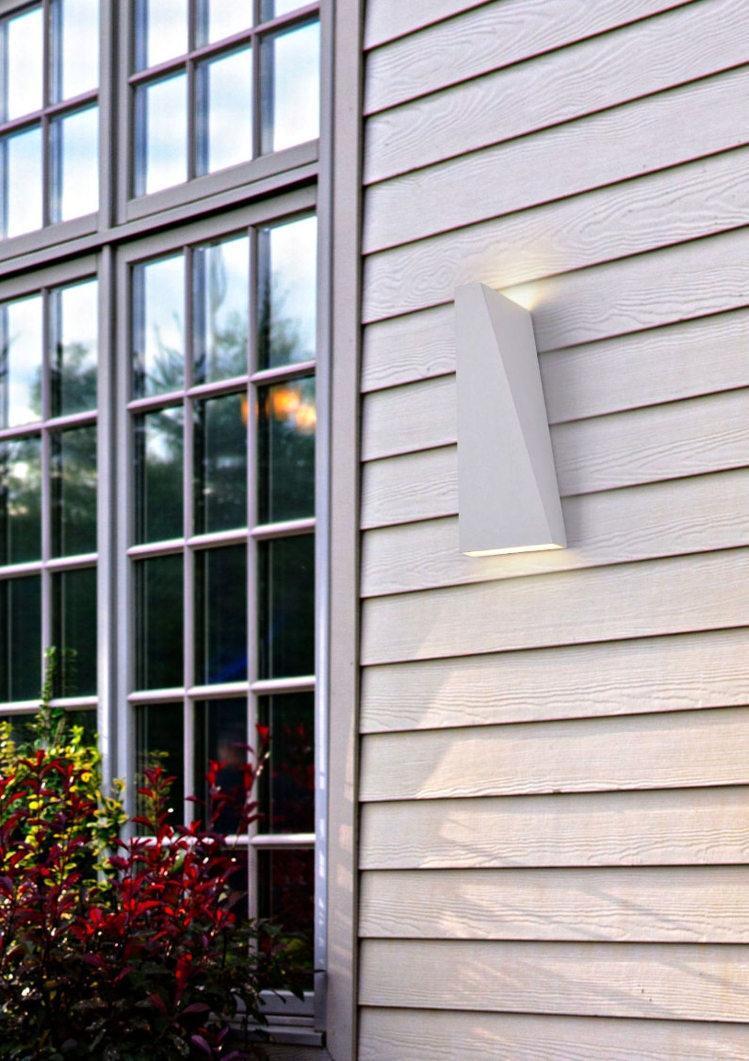 Außenlampe Wand Metall LED IP54 20 cm hoch Up Down Weiß Drinnen, Innenarchitektur, Architektur, Gebäude, Fenster