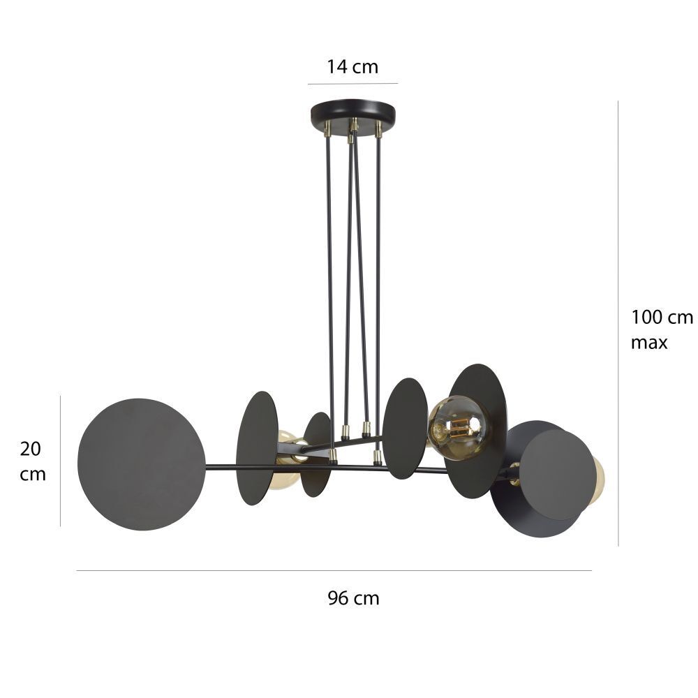 Hängelampe Schwarz verstellbar Metall 4x E27 Modern