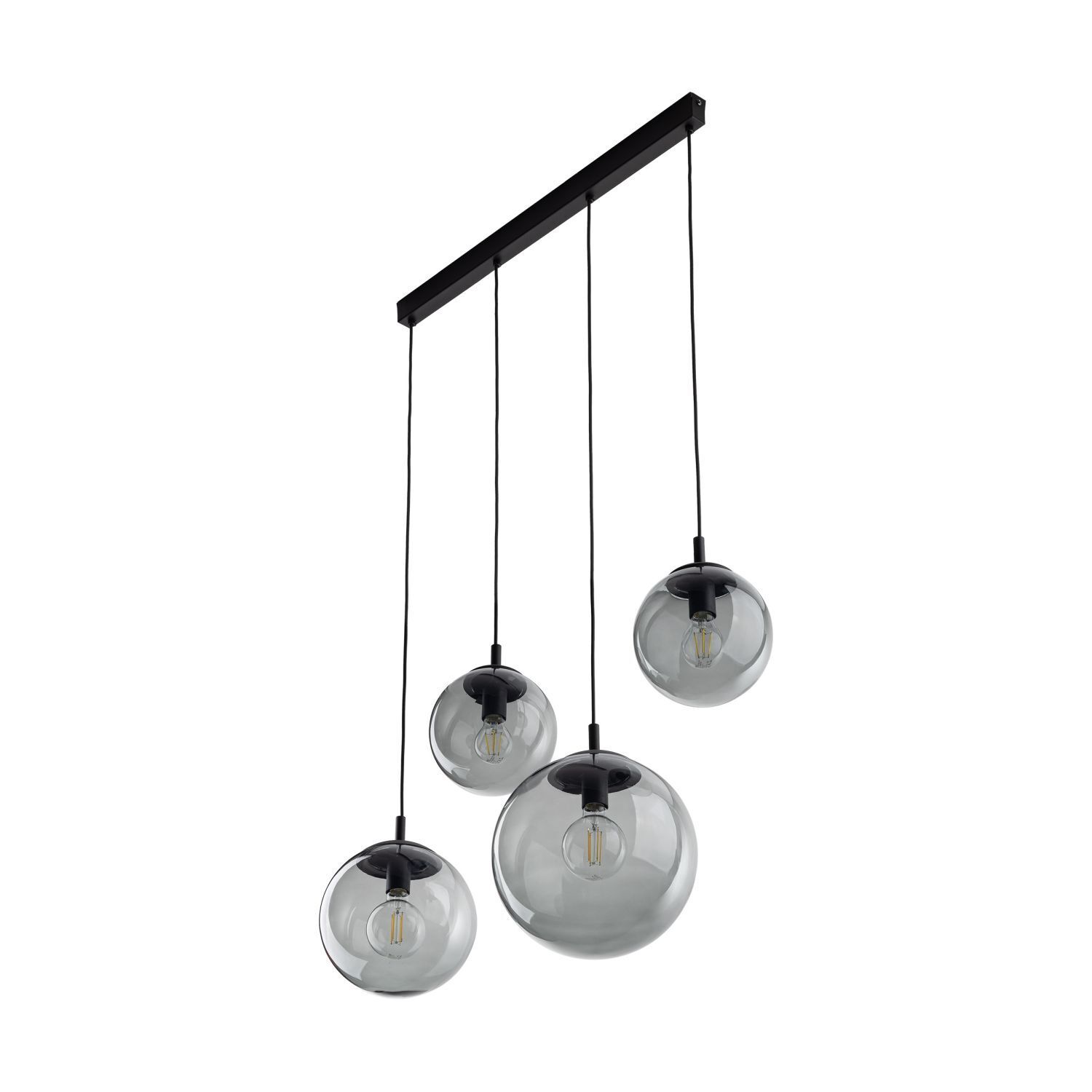 Hängelampe Rauchglas Metall L: 87 cm H: 140 cm 4x E27
