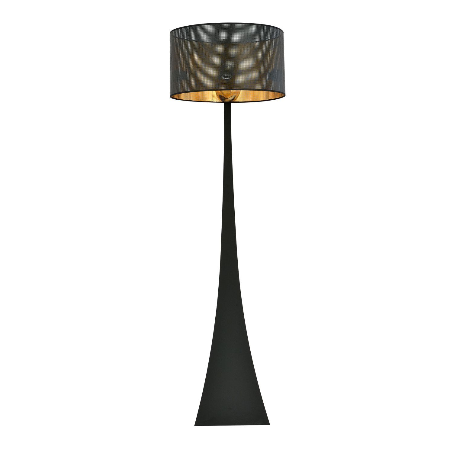 Stehleuchte Stoff Metall 157 cm Modern in Schwarz Gold E27