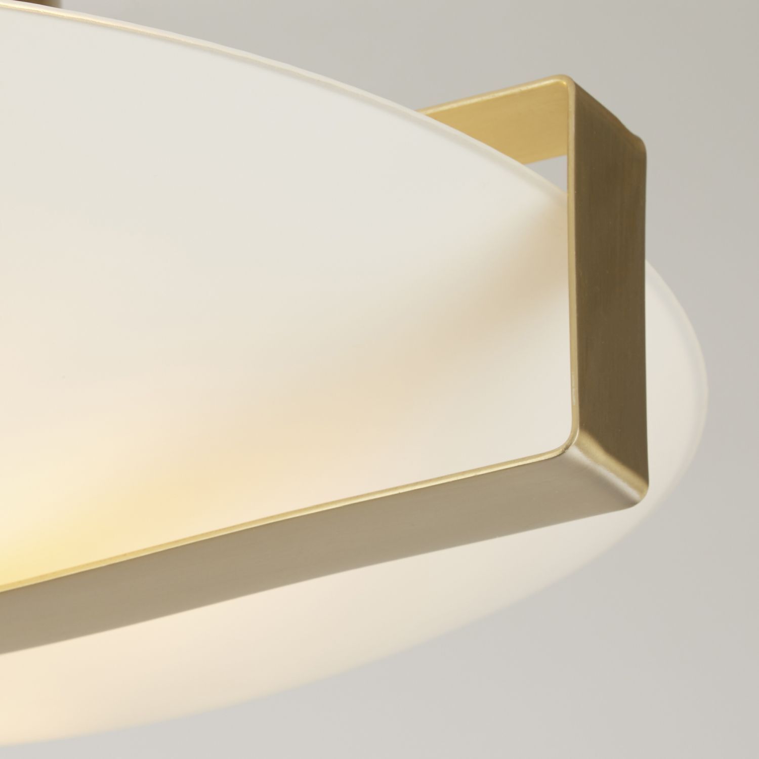 Deckenlampe Glas Metall E27 Ø40,5 cm rund in Gold Weiß Licht, Wandlampe, Gold, Metall, Schirm
