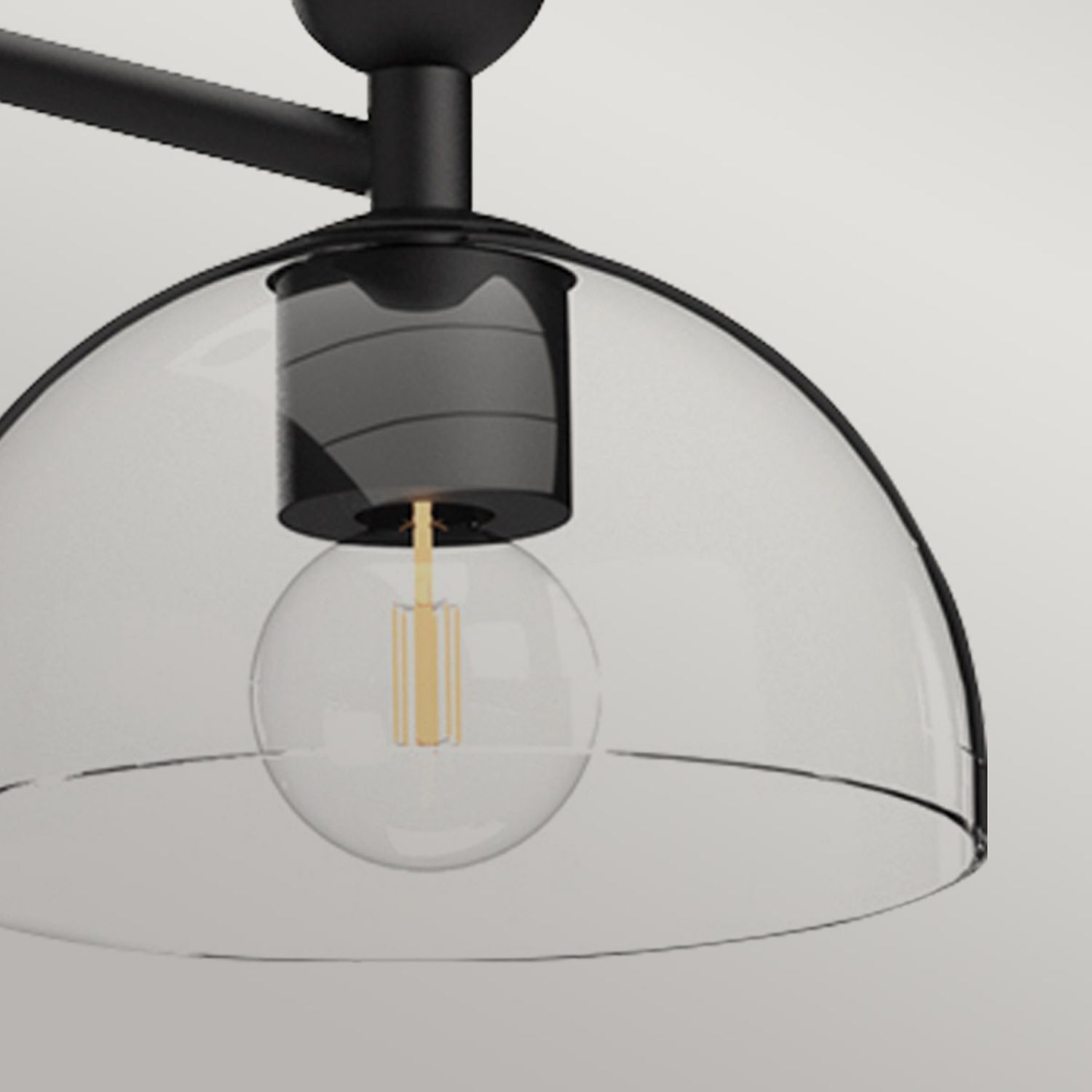 Hängelampe Schwarz Glas Metall E27 96,8 cm breit Retro Lampe