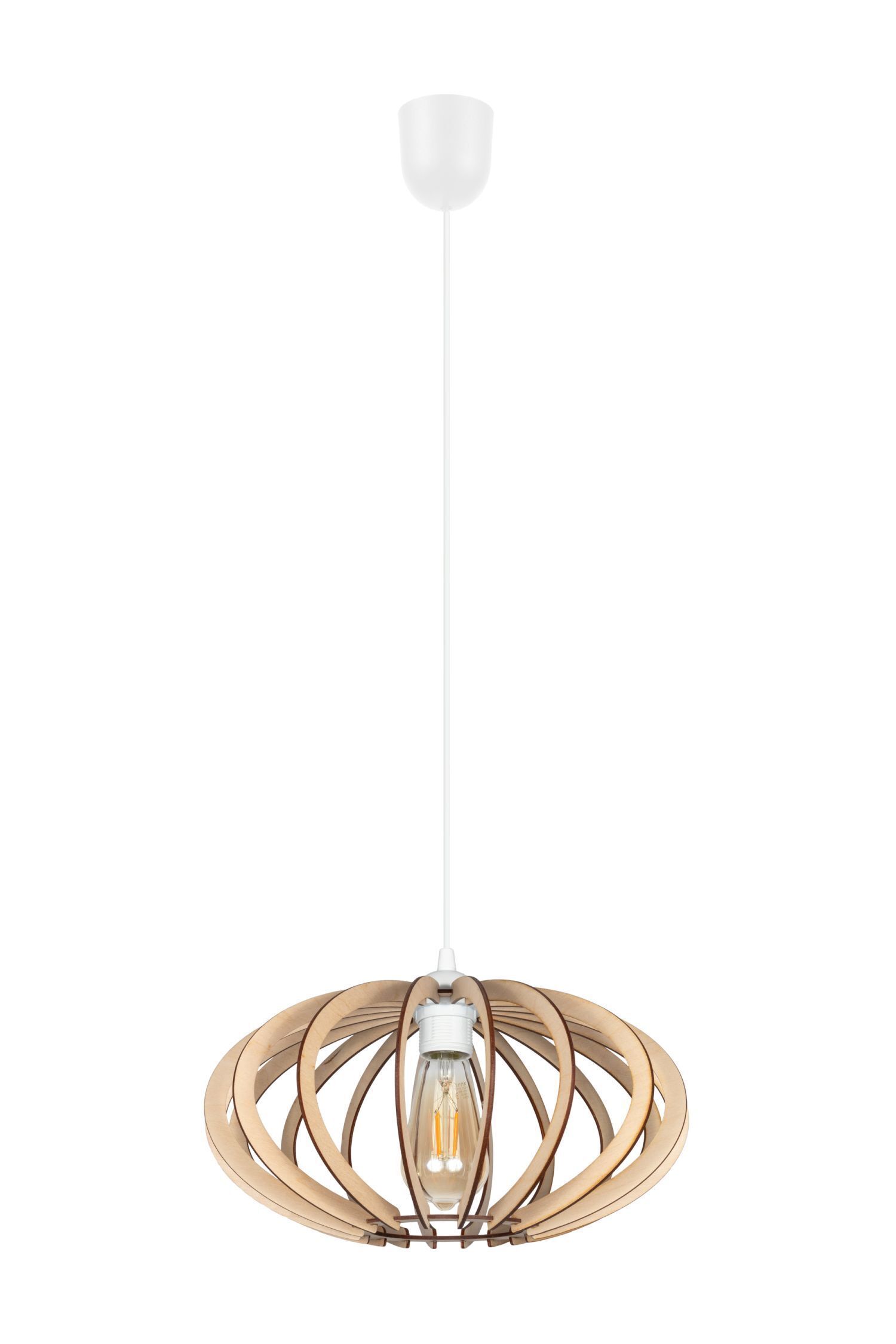Dekorative Hängelampe Holz E27 Ø35 cm rund in Weiß