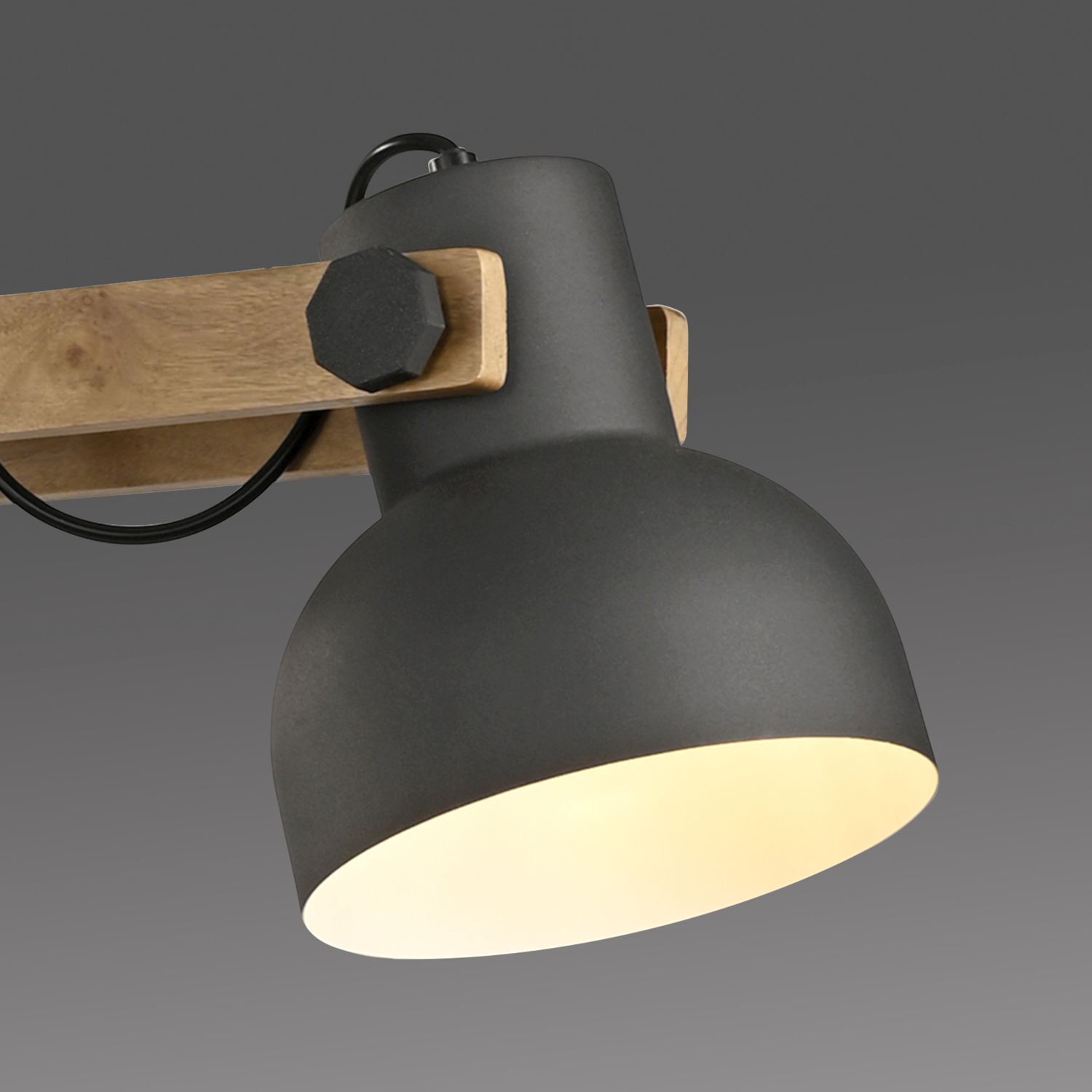 Pendelleuchte Holz Metall E27 96 cm 3-flammig flexibel Lampe