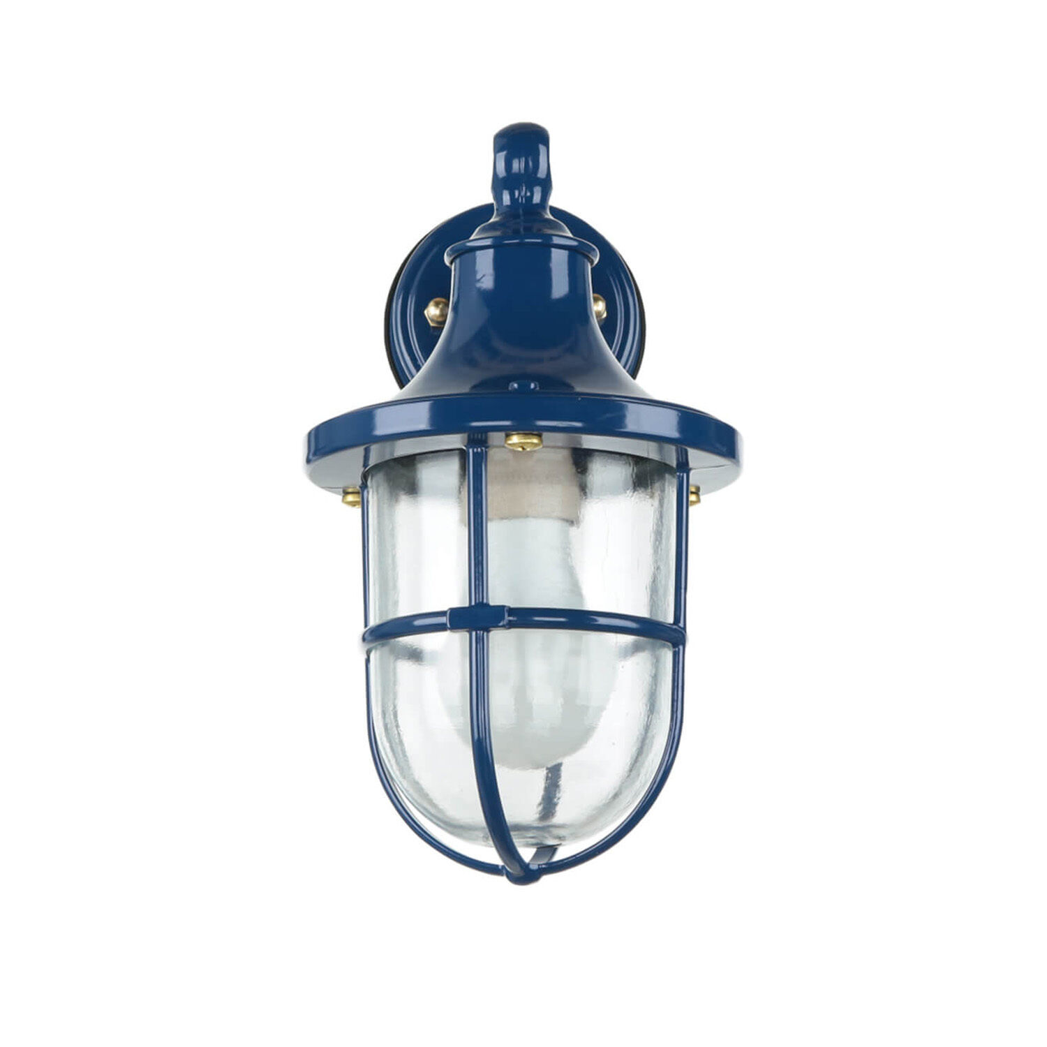 Außenleuchte Wand IP64 E27 Glas Messing Maritim Blau