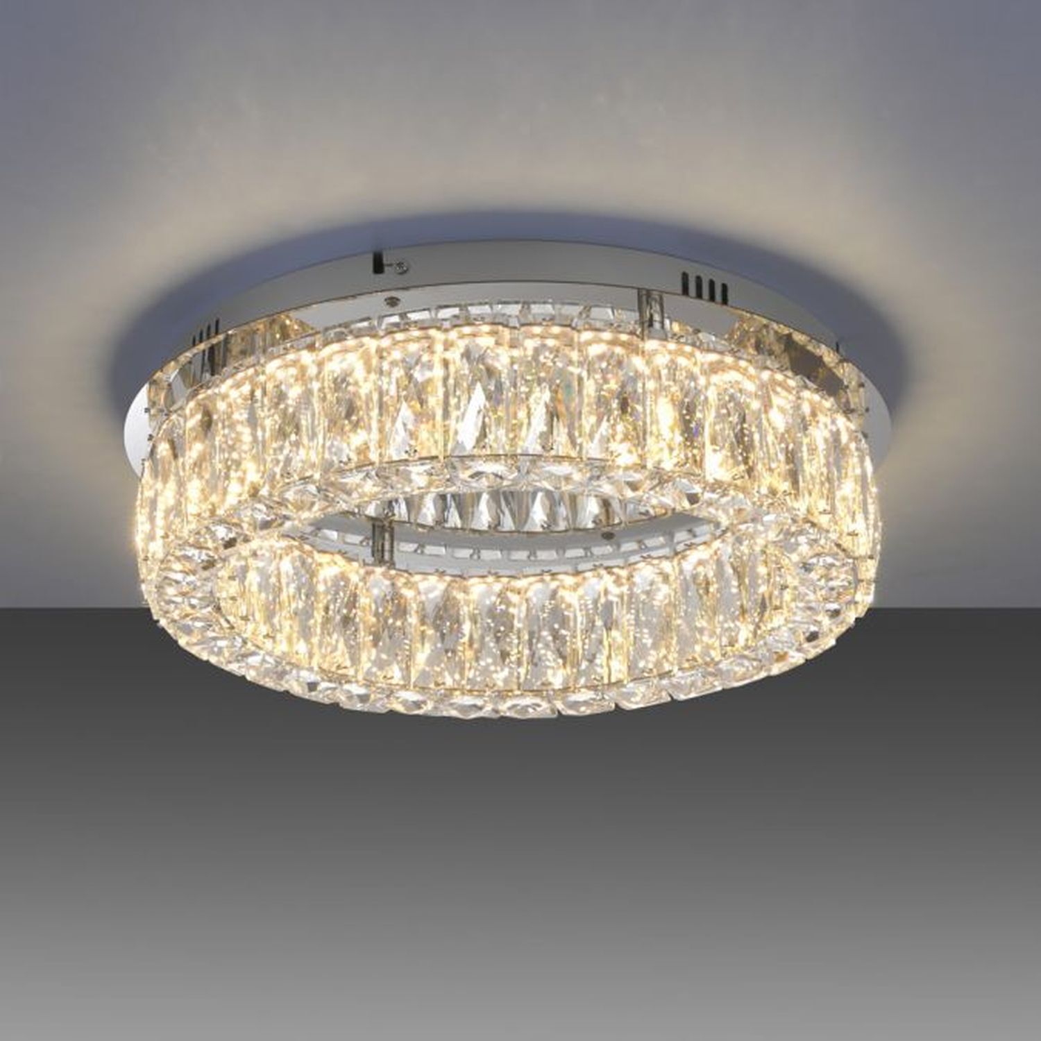 Dimmbare LED Deckenlampe in Chrom Acrylglas Ø40 cm 22 W