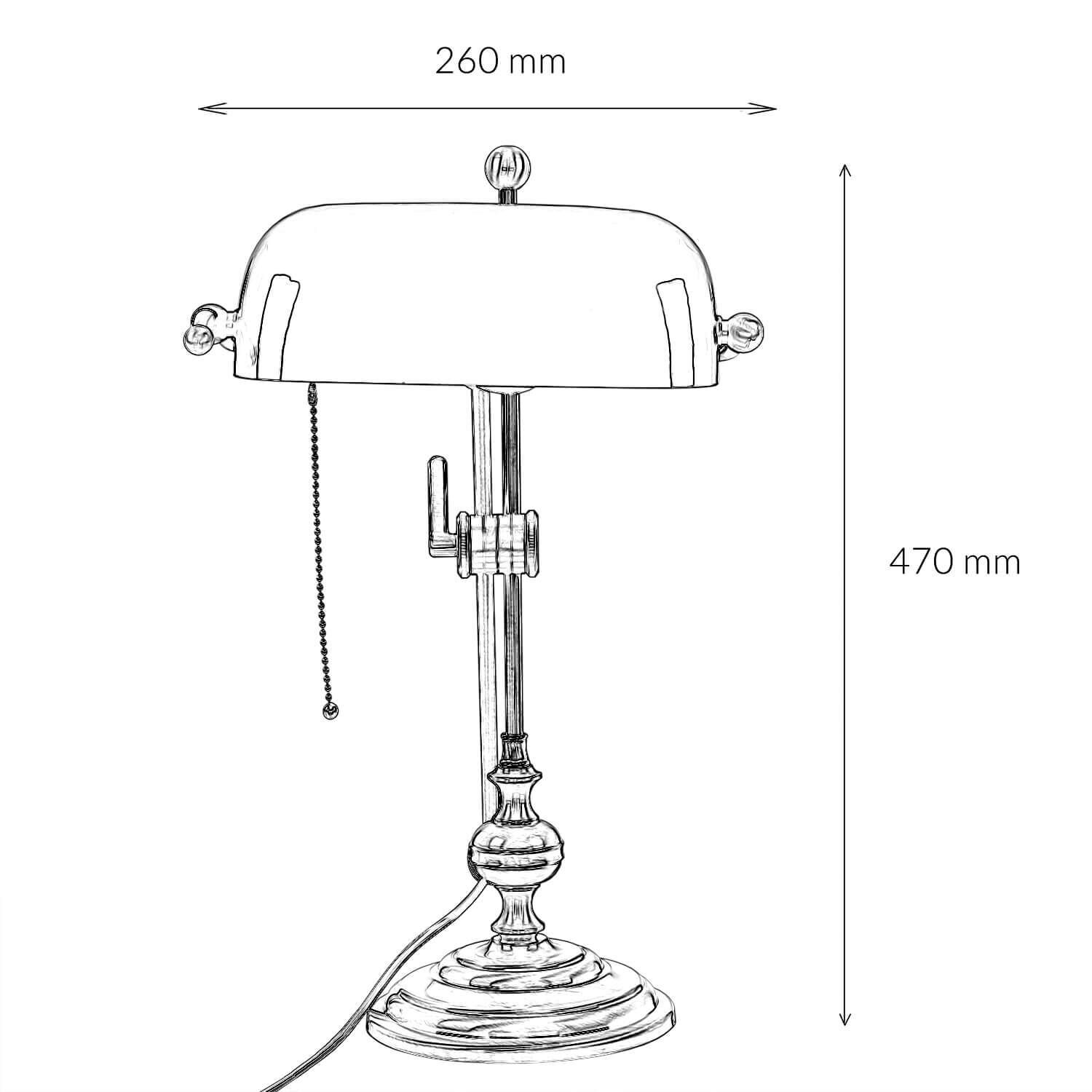 Bankerlampe Glas Messing massiv 47 cm