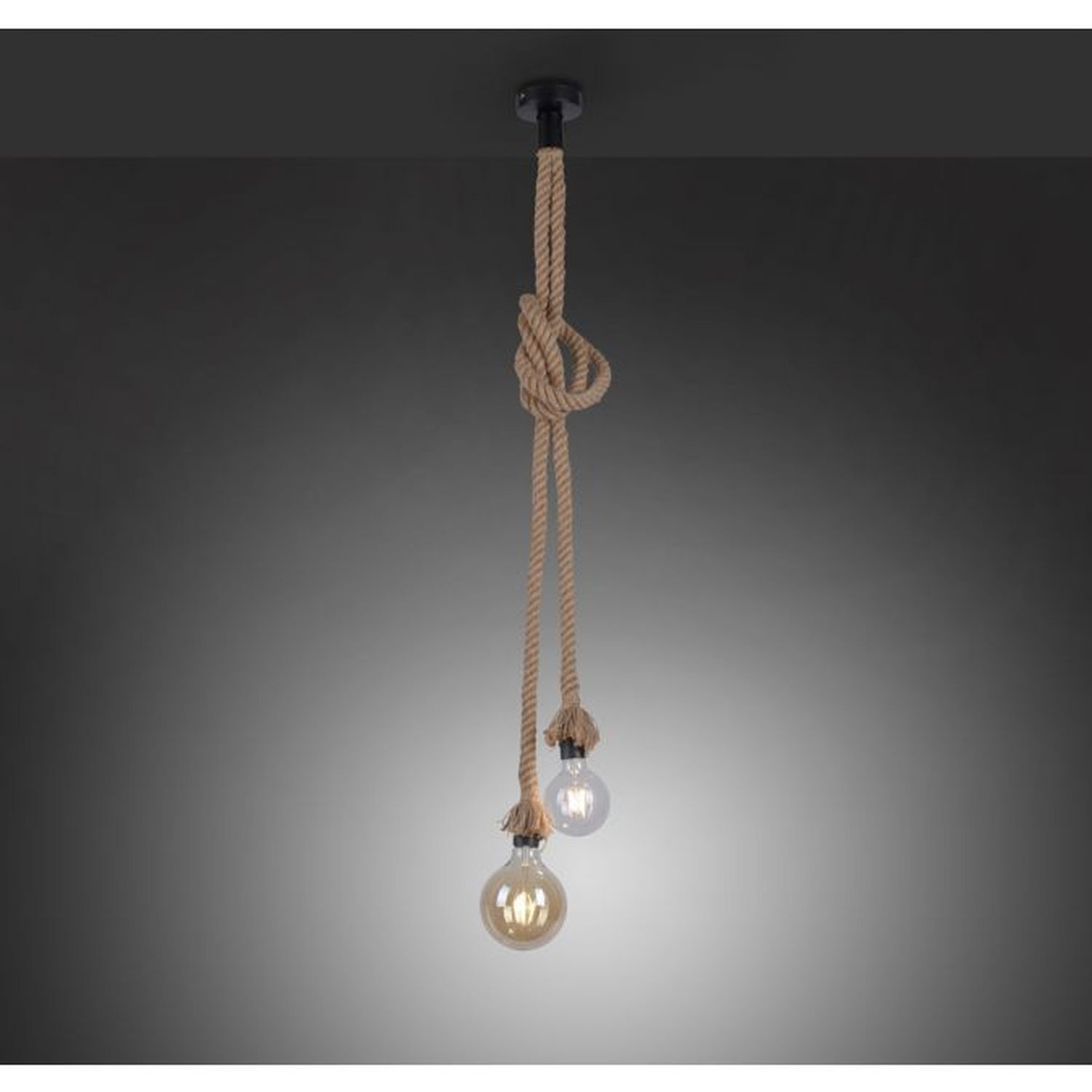 Vintage Pendelleuchte E27 2-flammig Ø10 cm Tau Seil