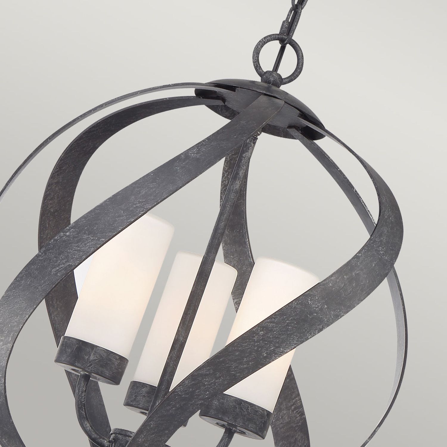 Pendelleuchte außen Metall Glas 3x E14 IP44 Ø 41 cm