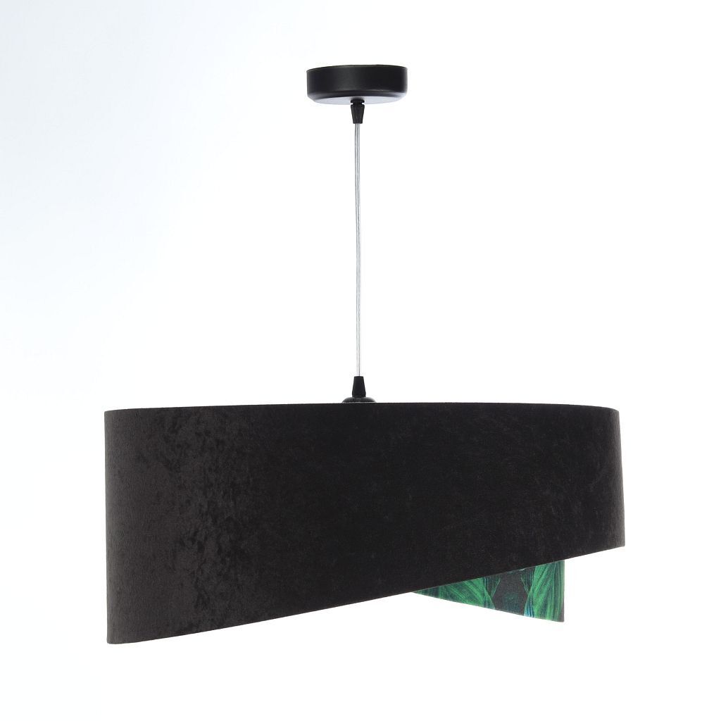 Pendelleuchte E27 rund D: 50 cm Stoff Velours Optik Tropical