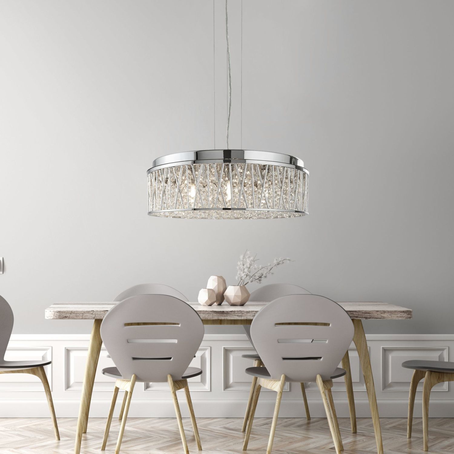 Hängelampe Kristall Ø 48 cm H: max. 135 cm verstellbar 7x G9