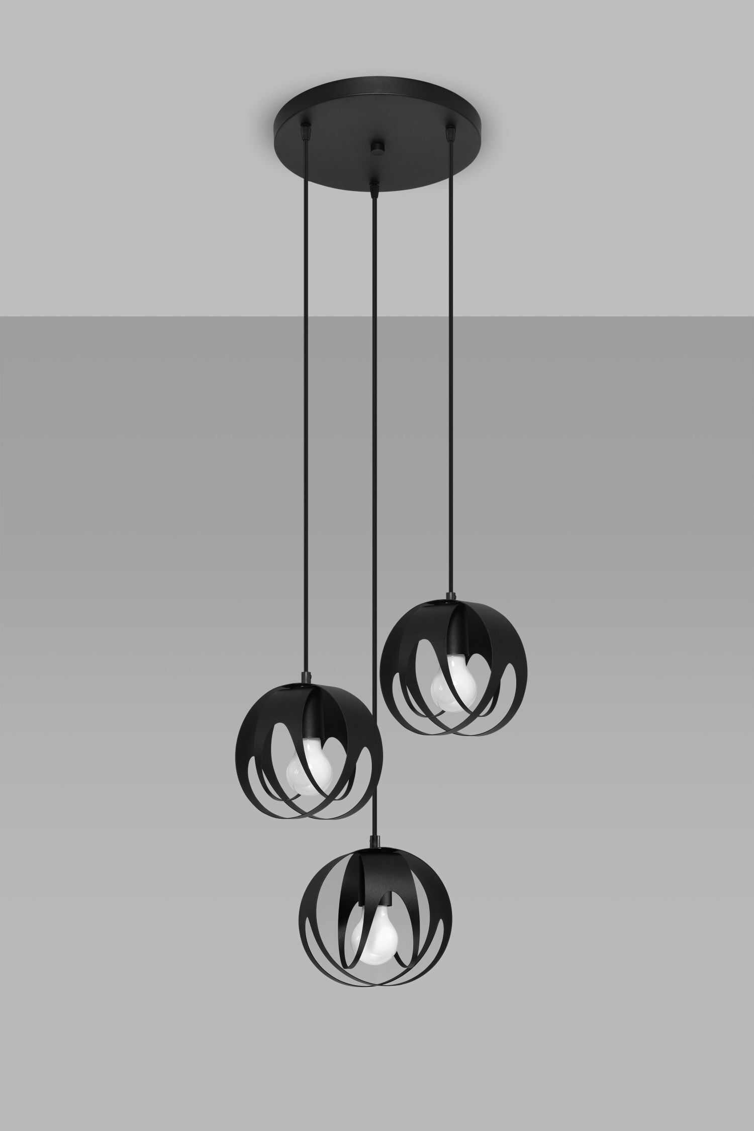 Hängelampe Modern Ø 30 cm Metall 3-flammig E27 Schwarz