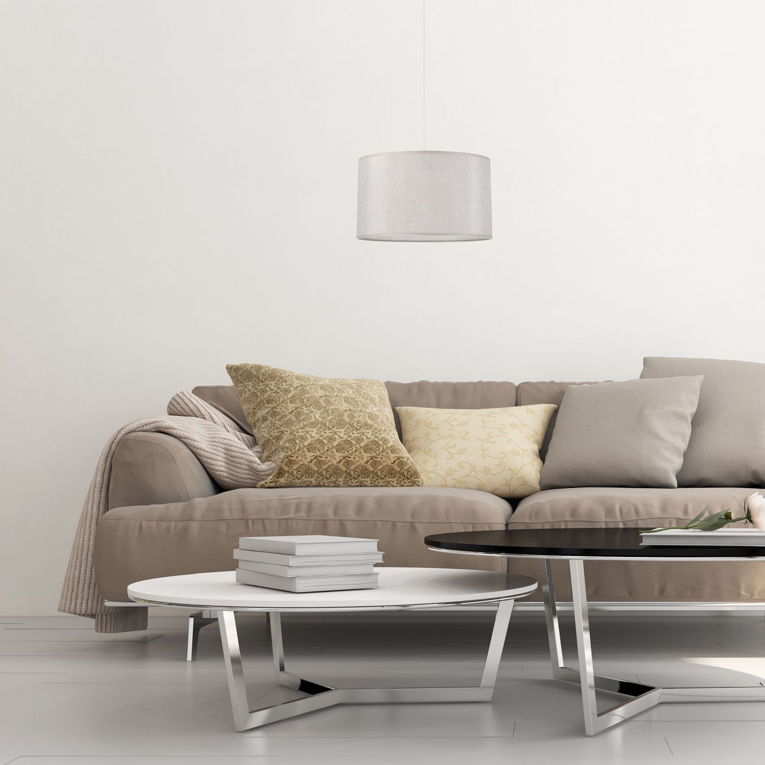 Hängelampe Stoff in Silber Ø 35 cm verstellbar Modern E27
