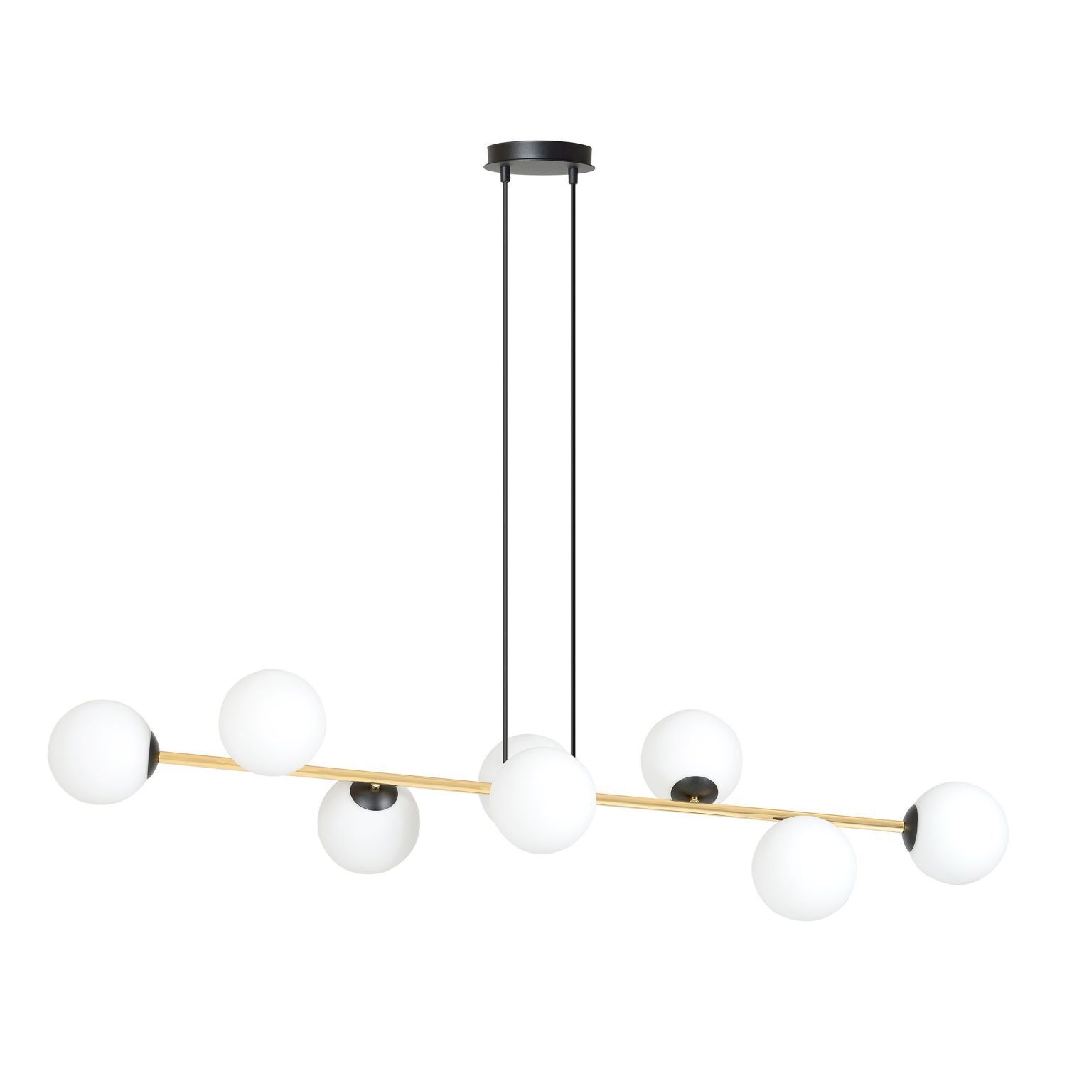 Pendelleuchte lang 140 cm E14 in Schwarz Weiß Gold