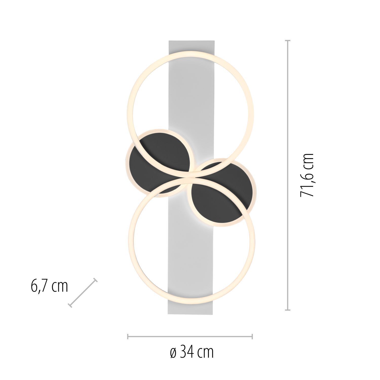 LED Deckenlampe Holz Metall Weiß Schwarz 72 cm 25 W