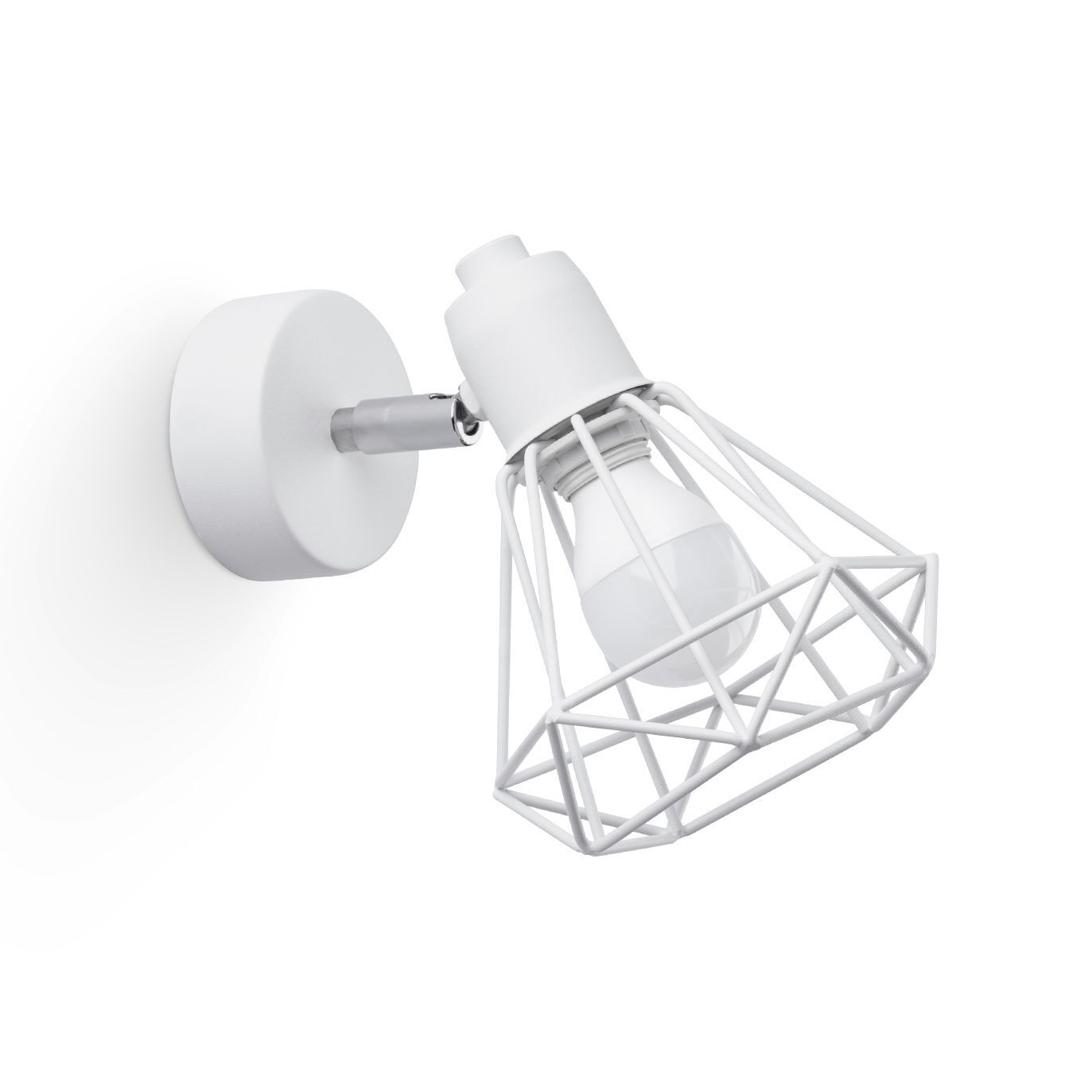 Wandlampe Weiß schwenkbar Draht Schirm E27 Retro
