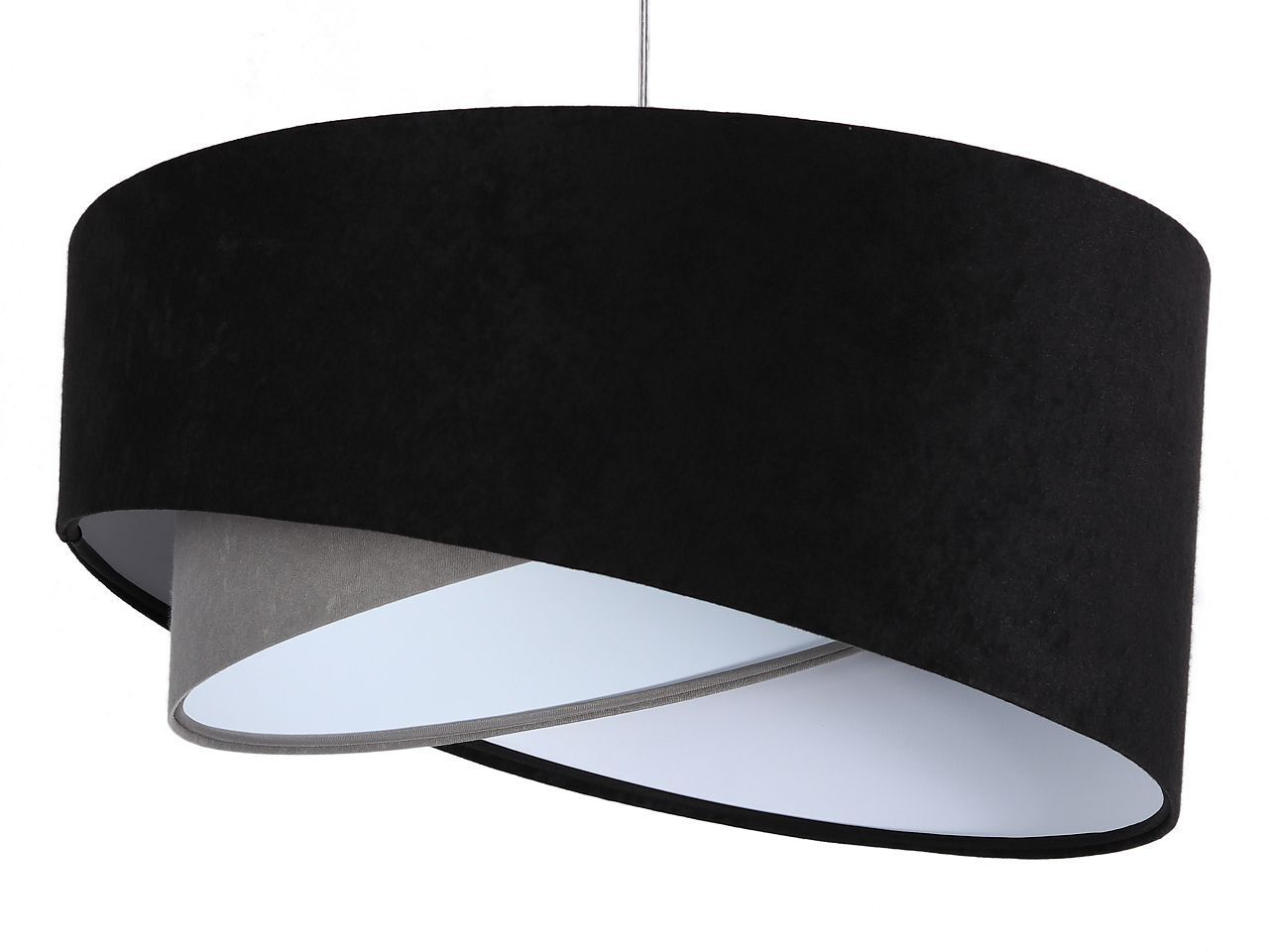 Hängelampe Schwarz Grau E27 rund Ø 50 cm Stoff Velours Optik