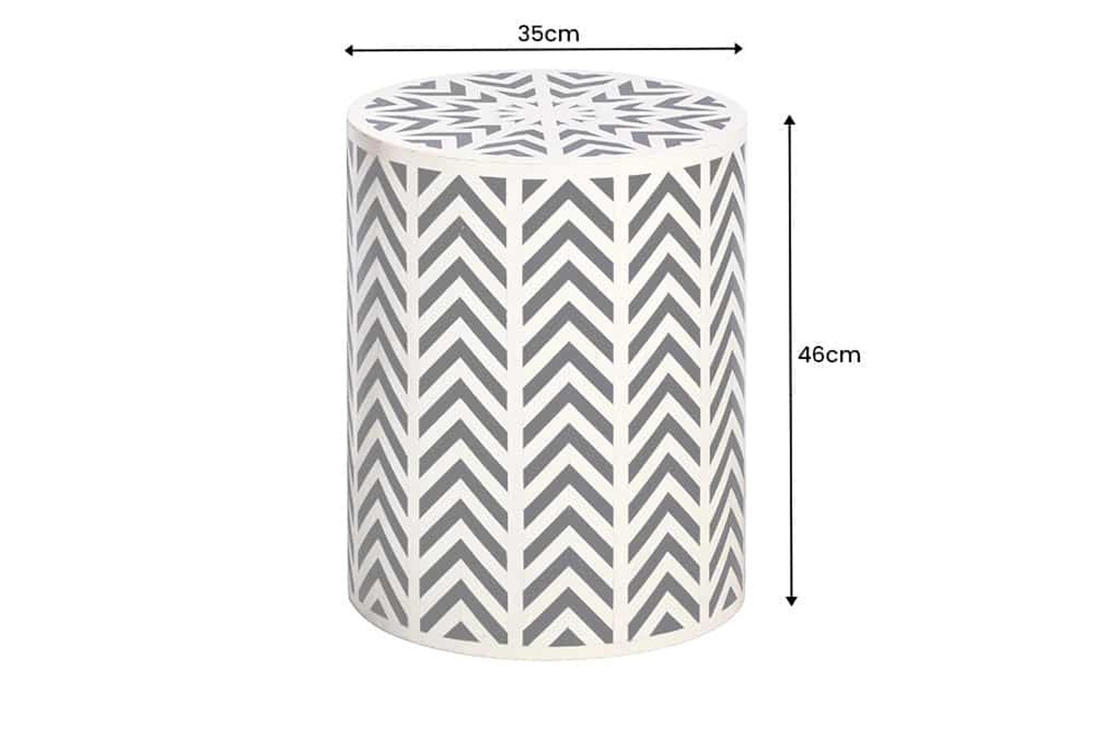 Beistelltisch Schwarz Weiß 35 x 35 cm Handarbeit Moebel, Zylinder, Lampe