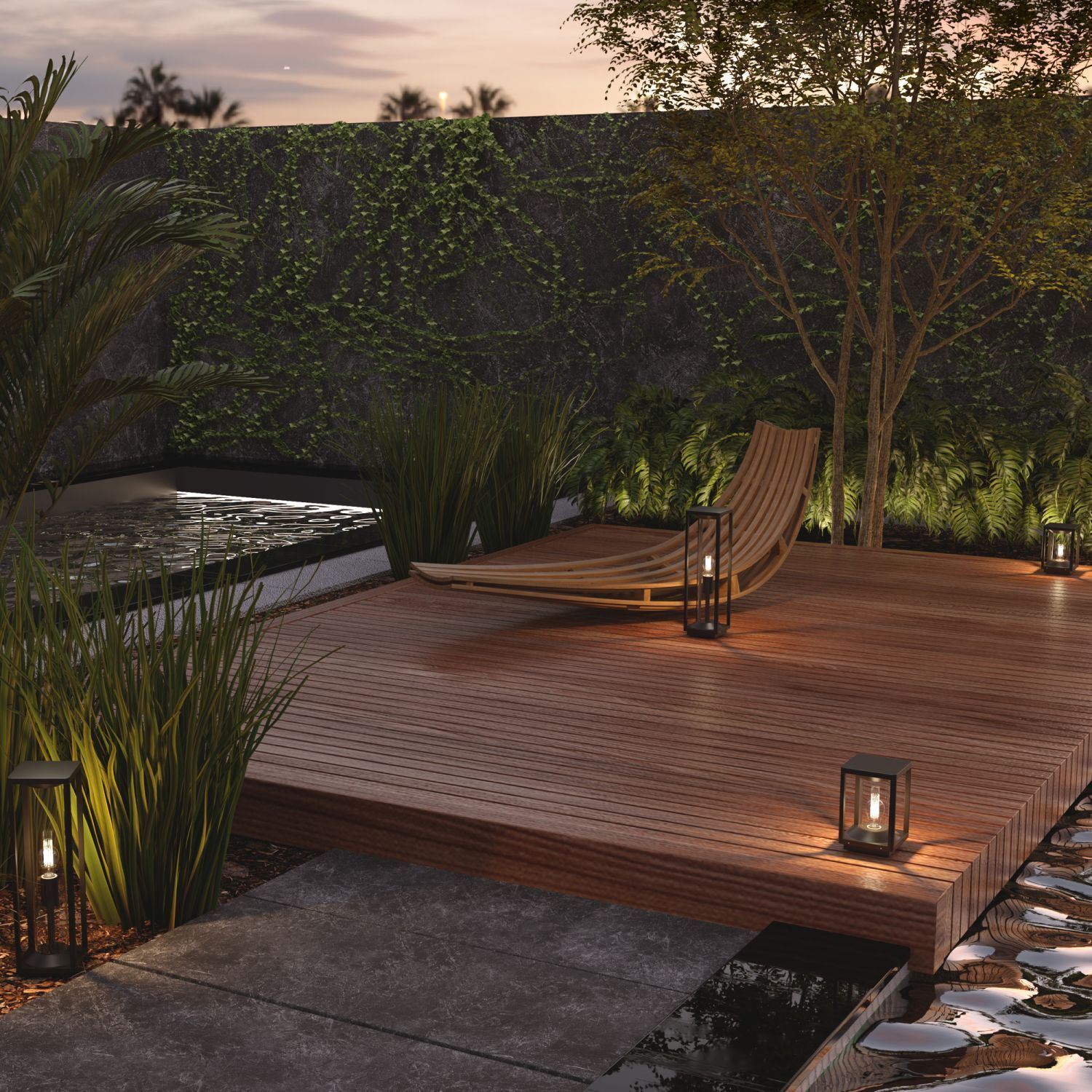 Pollerleuchte Aluminium E27 IP54 22 cm hoch Graphit Deck, Veranda, Innenarchitektur, Holz, Szenerie