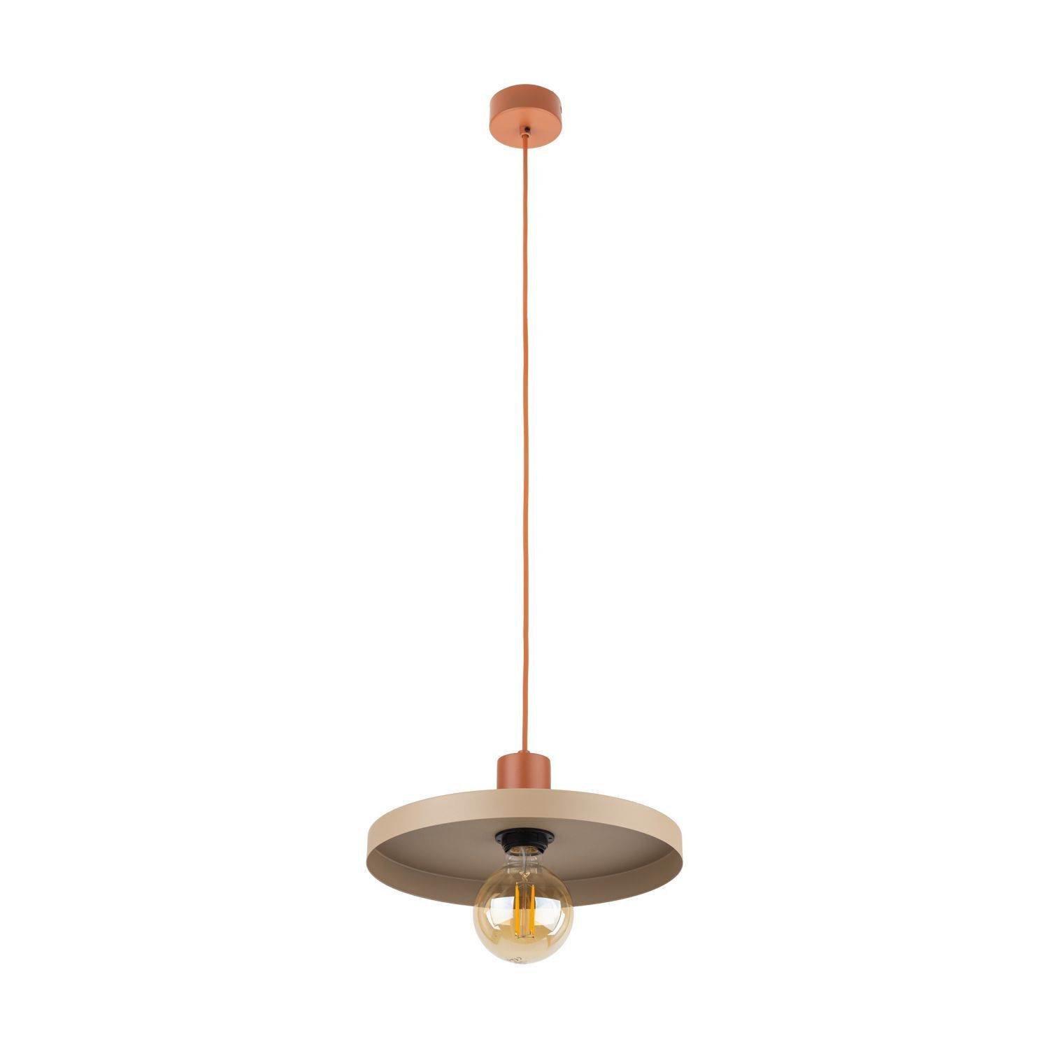 Vintage Pendelleuchte E27 Ø30 cm in Ziegelrot Sandgrau