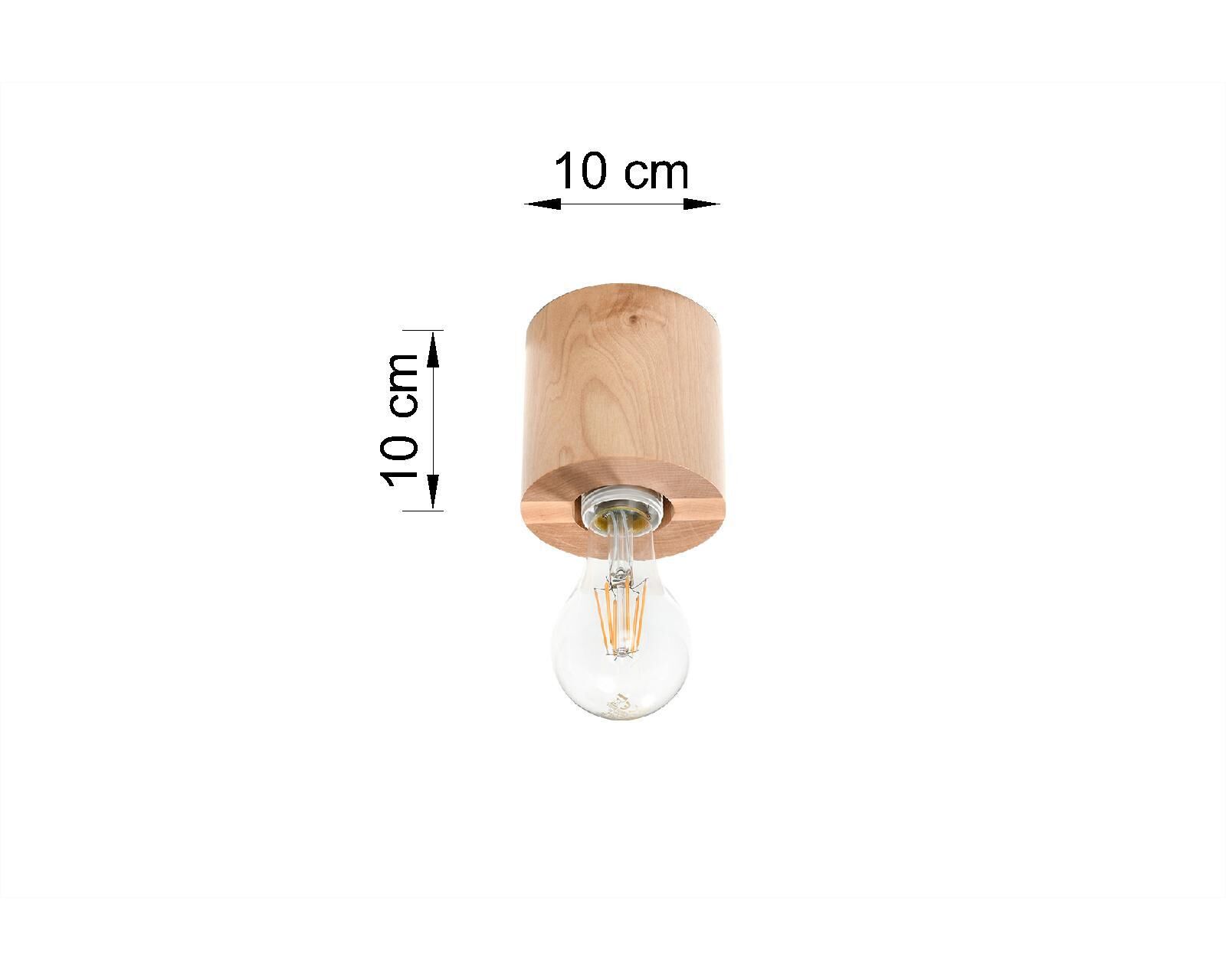 Wohnliche Deckenlampe Holz rund Ø10cm H:10cm für E27