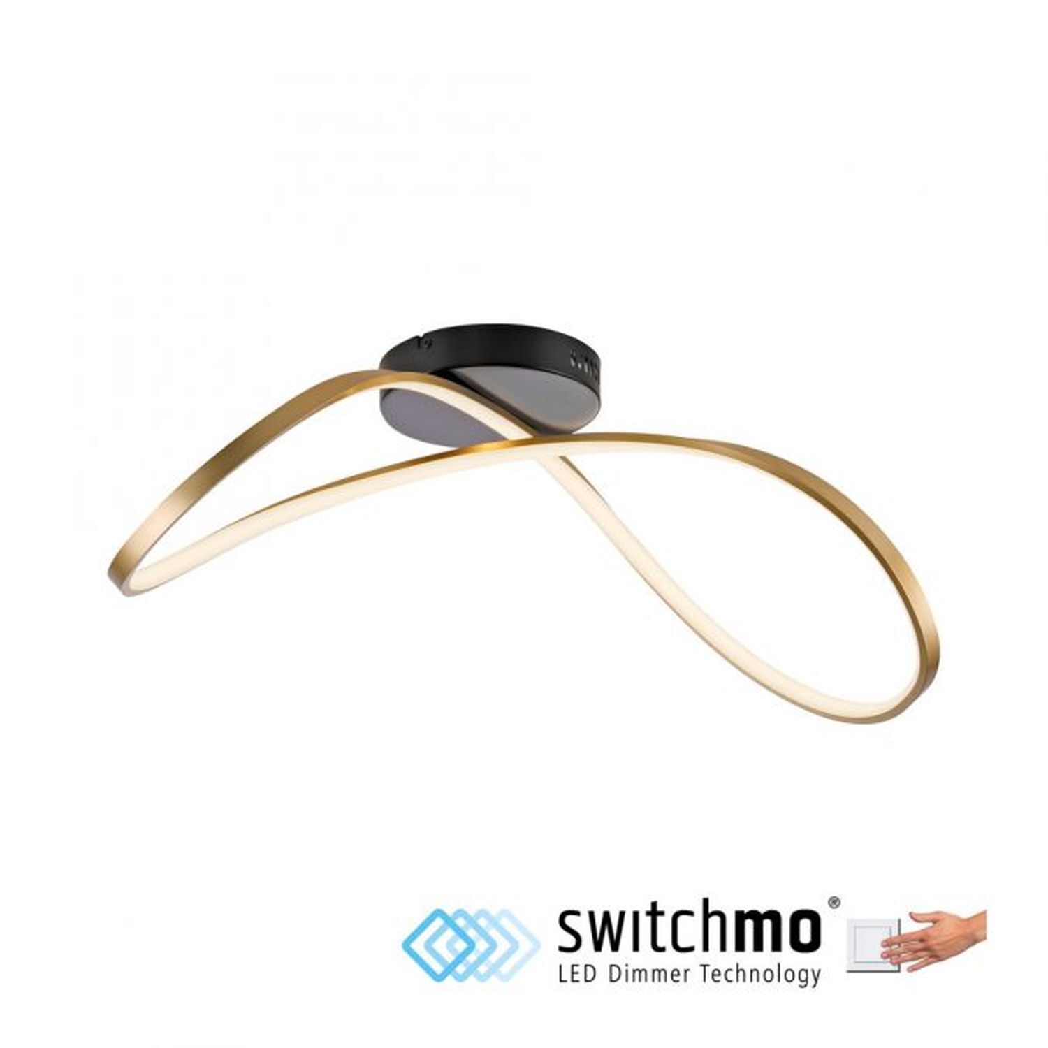 LED Deckenleuchte Metall Schwarz Messing 3000 K dimmbar Deckenleuchte