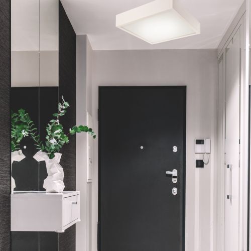 LED Deckenleuchte Weiß Holz eckig Wohnzimmer