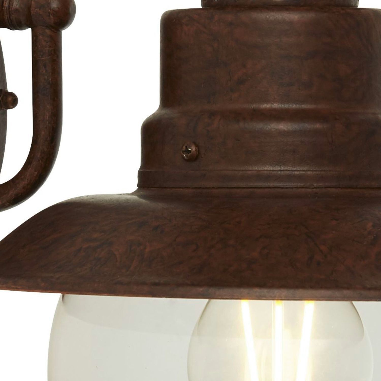 Außenlampe Wand IP44 H: 27 cm E27 Braun Glas Metall Maritim