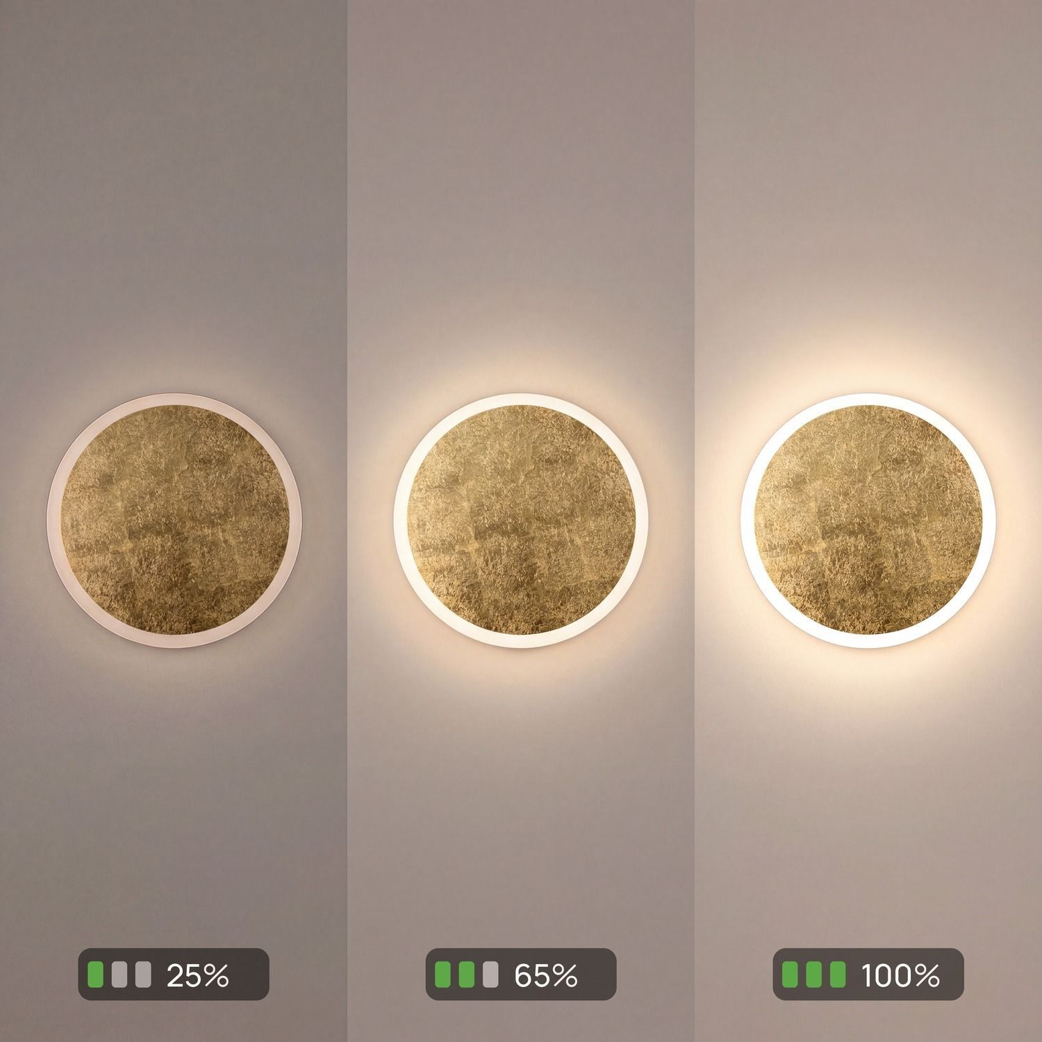 LED Deckenleuchte Gold Ø50 cm 3500 K 3 Stufen dimmbar Wandlampe, runder Deckenleuchte, Lichtkreis, Wandbeleuchtung, goldene Textur