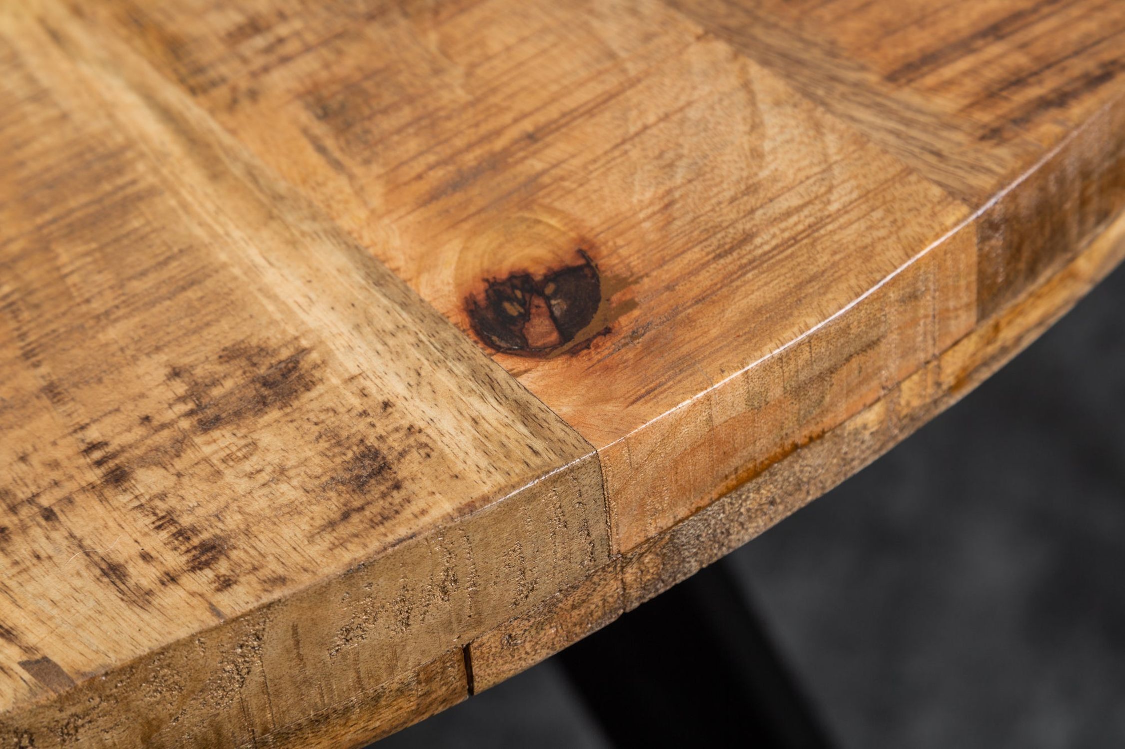 Esstisch rund Ø 120 cm Mango Holz Metall Industrial Design