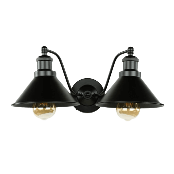 Wandleuchte, Zweiflammig, Schwarz, Metall, lampenarm