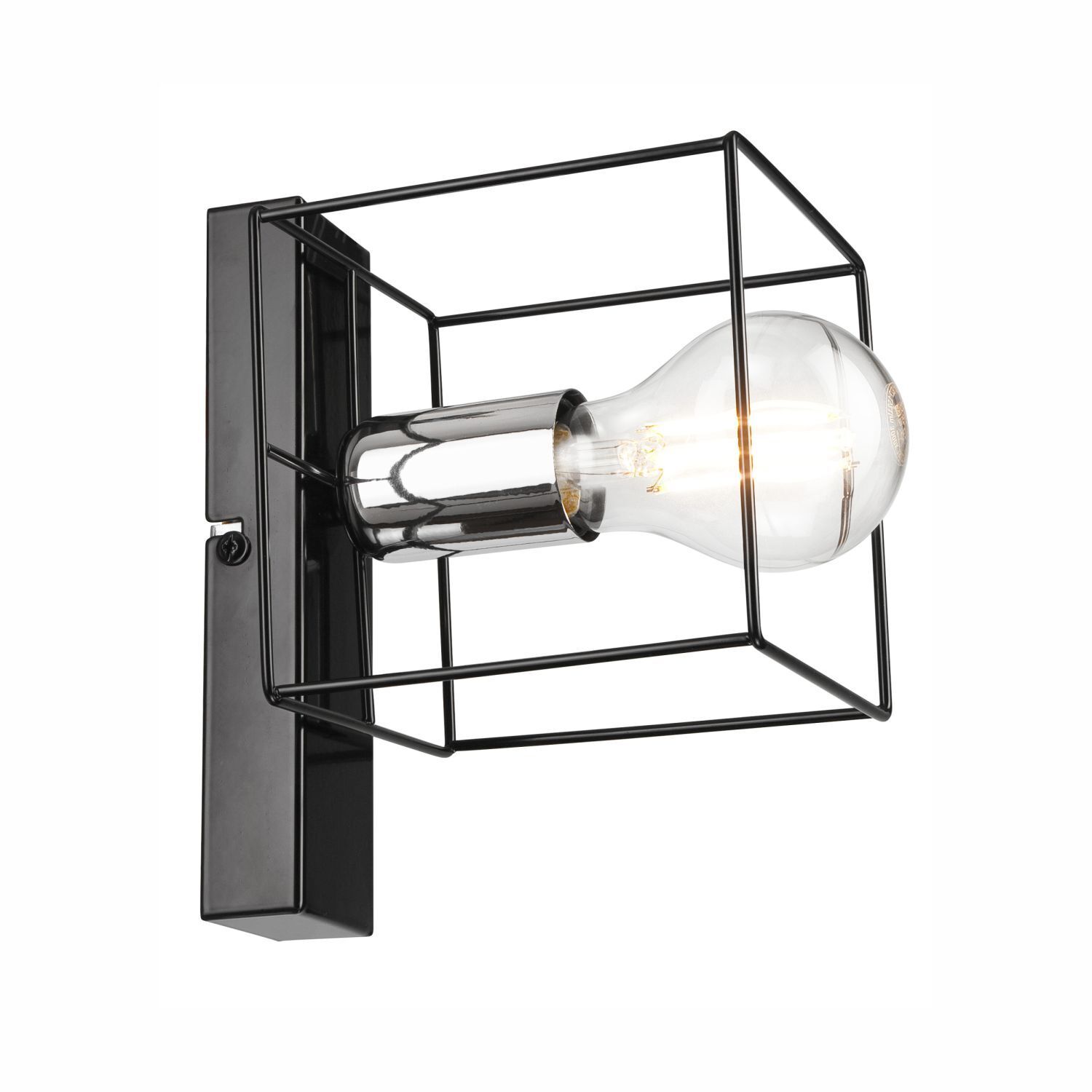 Wandlampe Schwarz Chrom Würfel Metall Draht für E27 B: 13 cm