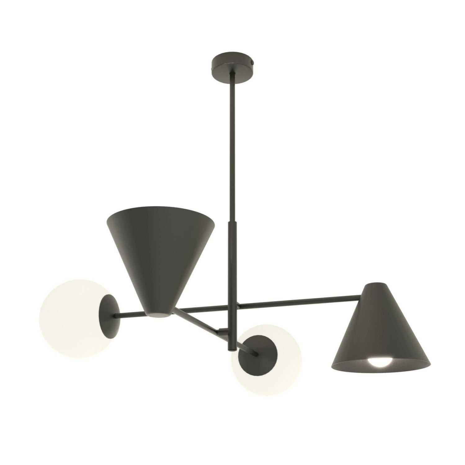 Schwarze Deckenlampe Metall Glas B:70 cm E14 blendarm