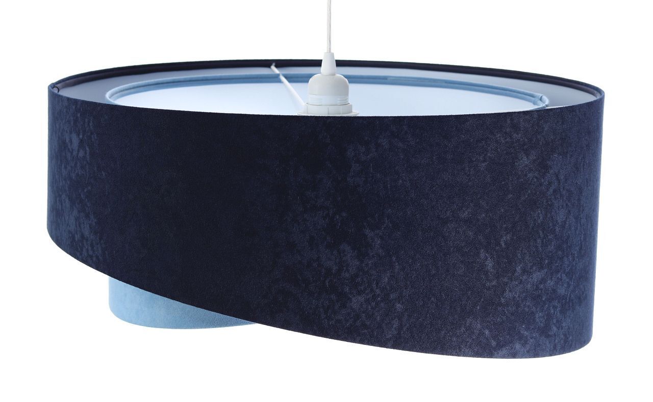 Hängeleuchte Blau E27 rund D: 50 cm Velours Optik Stoff