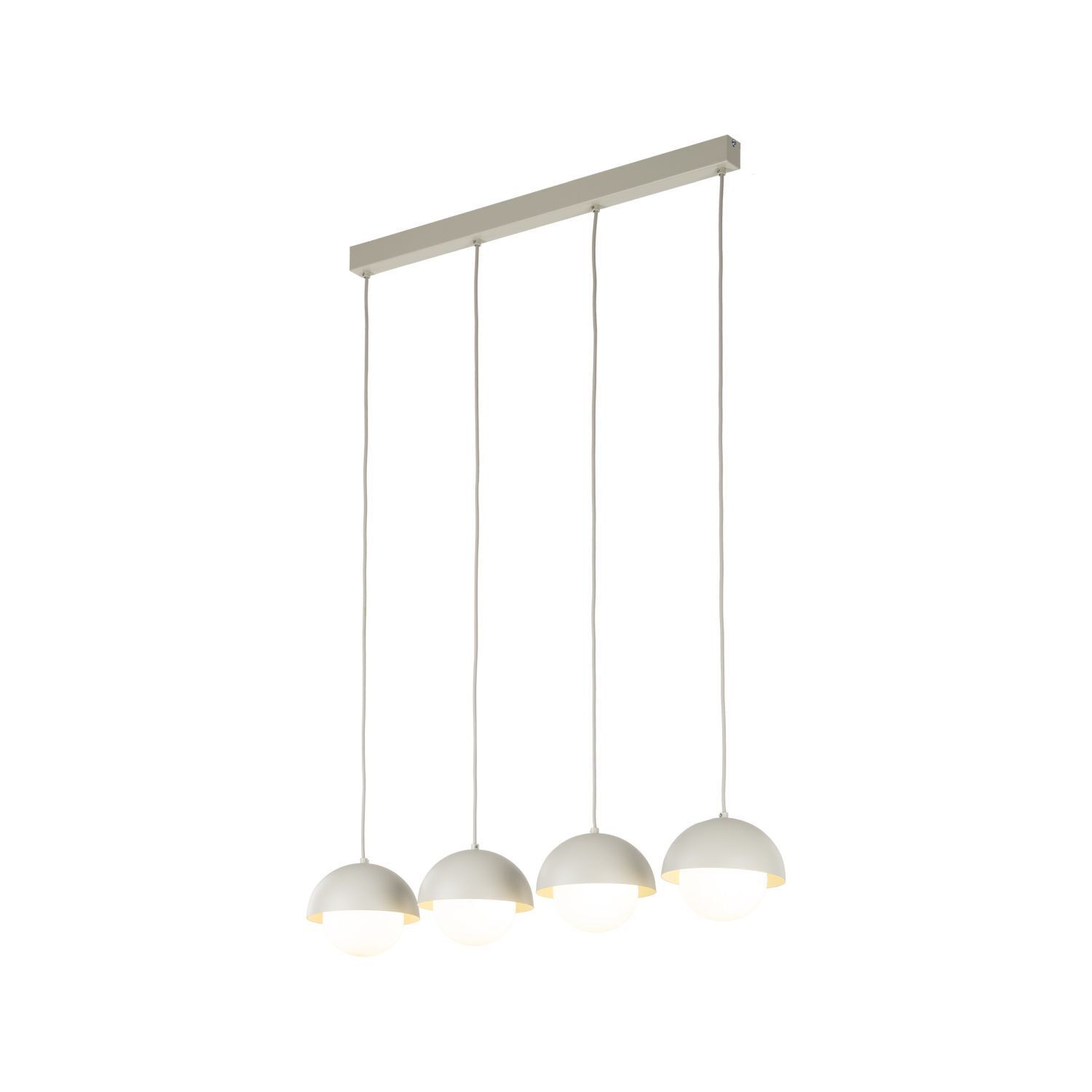 Hängeleuchte länglich 80cm Beige Weiß 4-flammig G9 Glas Metall Leuchter, Lampe, Leuchte