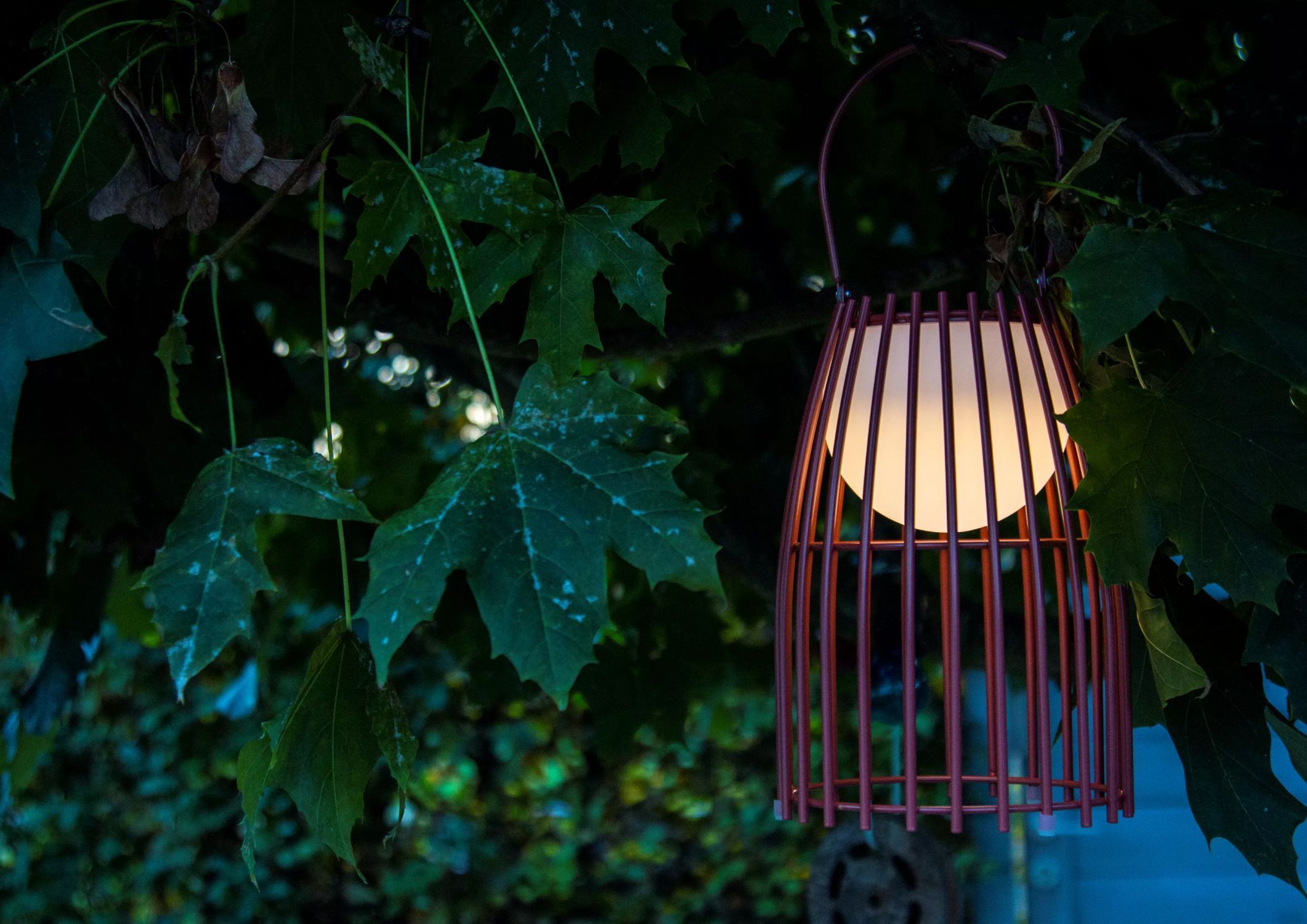 LED Akku Tischlampe dimmbar Rostbraun IP44 40 cm Balkon Blatt, Pflanze, Baum, Beleuchtung